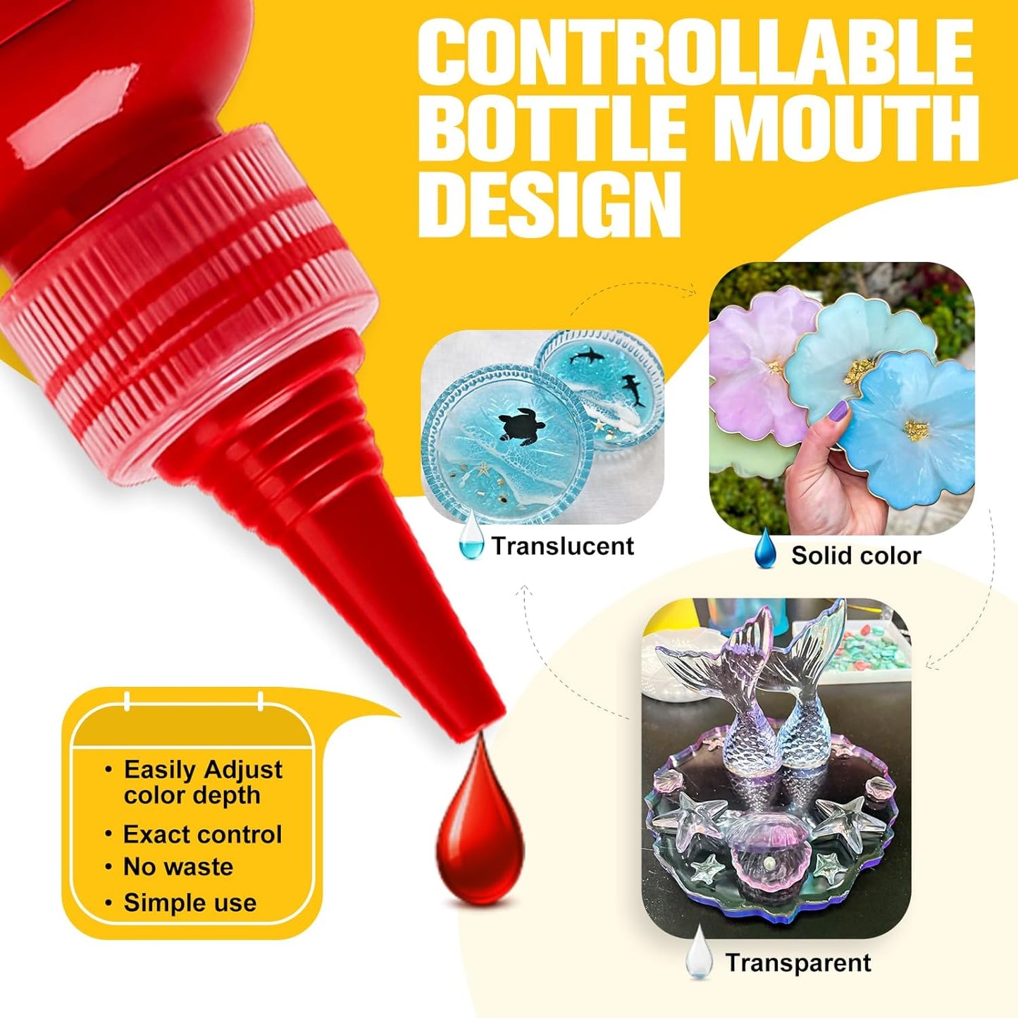 Teexpert Pigment Paste for Epoxy Resin: 10.15oz/300ml Highly Concentrated & Easy to Mix 6 Colors Opaque Liquid Epoxica Dye Set for Resin Coloring, Resina Art Painting and DIY Projects