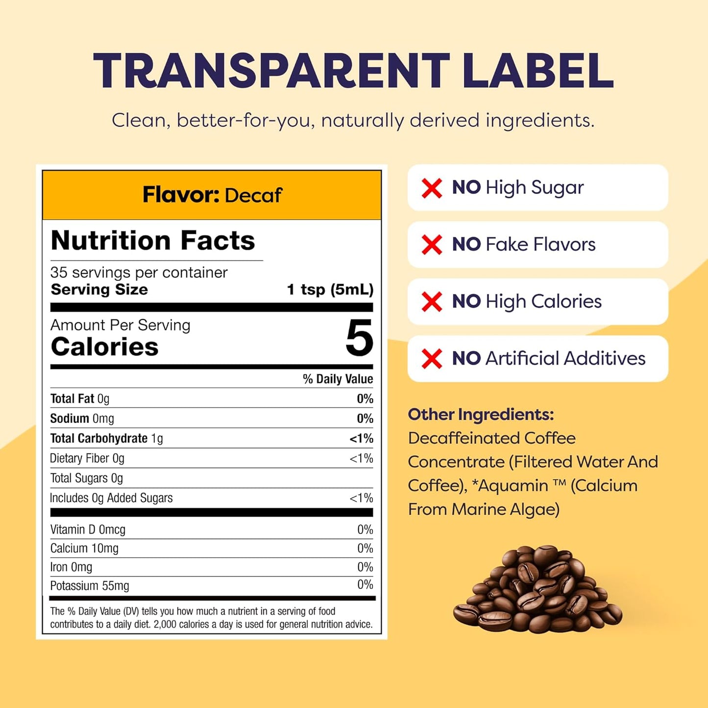 Javvy Coffee Concentrate - Cold Brew Coffee, Perfect for Hot or Iced Instant Coffees, Hot Drinks, Cold Brew Concentrate, 35 Servings - Original Decaf