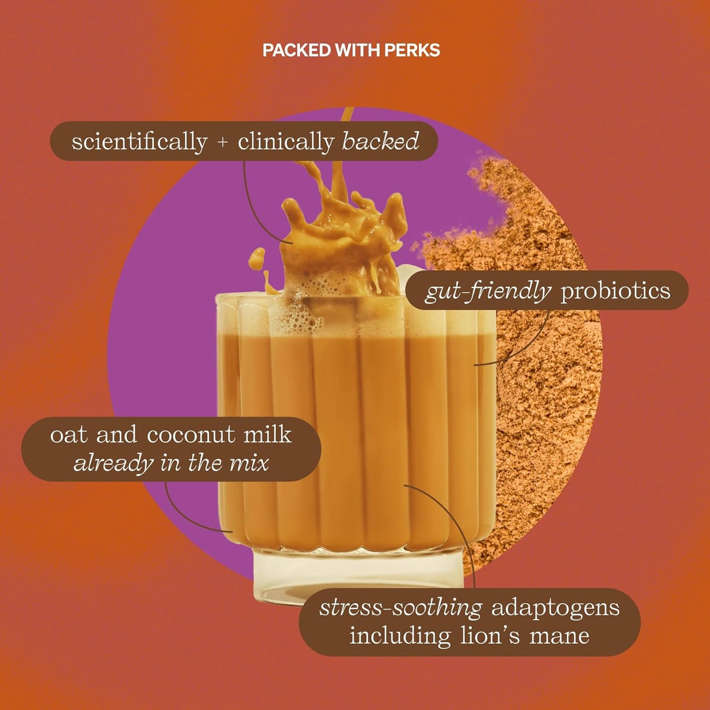 Clevr Blends Chai Tea Latte, Instant Superfood Powder Blend with Oat Milk, Lions Mane, Reishi Mushroom, Black Tea, Organic Spices, Coconut Cream, Ashwagandha, Oprah’s Favorite Things 2022, (30 Lattes)