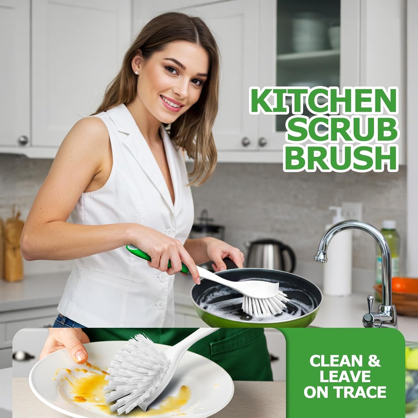 7 Pack Dish Brush with Handle - Kitchen Brush with Ergonomic Handle,Cleaning Brushes Set with Stiff Bristles for Dishes, Pots, Pans, Sink & Bottles