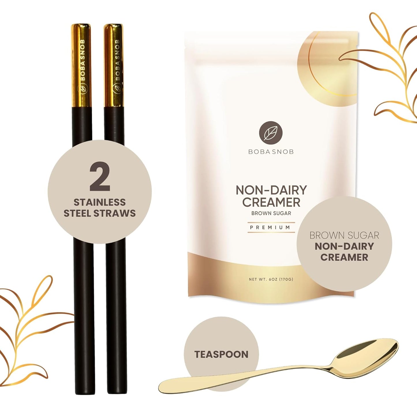 Boba Snob Boba Tea Making Kit, Bubble Tea Kit with Boba Gift Set, Boba Tea Maker Kit with 5 Premium Loose Leaf Teas, Tumbler, Two Stainless Steel Boba Straws, Teaspoon, and Tapioca Boba Pearls (Small)