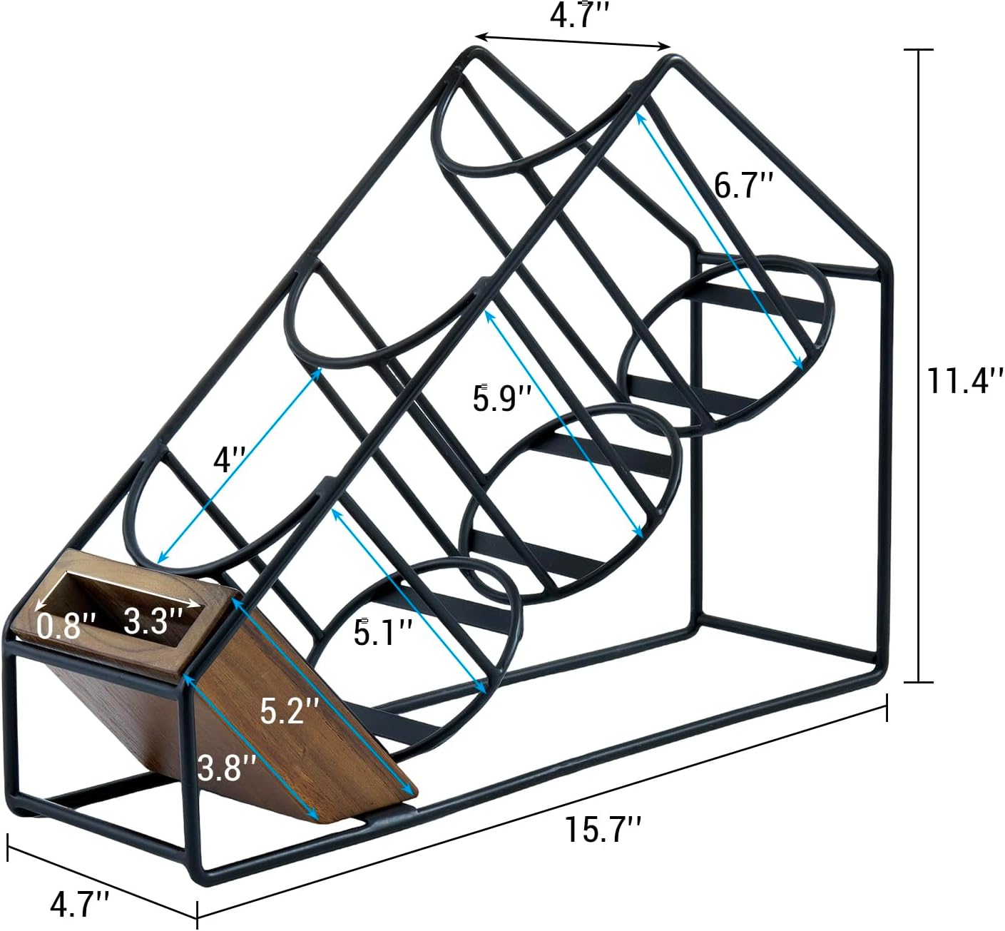 MyGift Industrial Matte Black Metal Wire & Acacia Wood Countertop Disposable Coffee Cup Organizer – Holder Rack for Cups, Lids, Straws, and Stirrers
