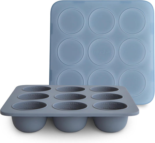 mushie Silicone Baby Food Freezer Tray with Lid | 9 Cups x 1.5oz | BPA Free Storage Container (Tradewinds)