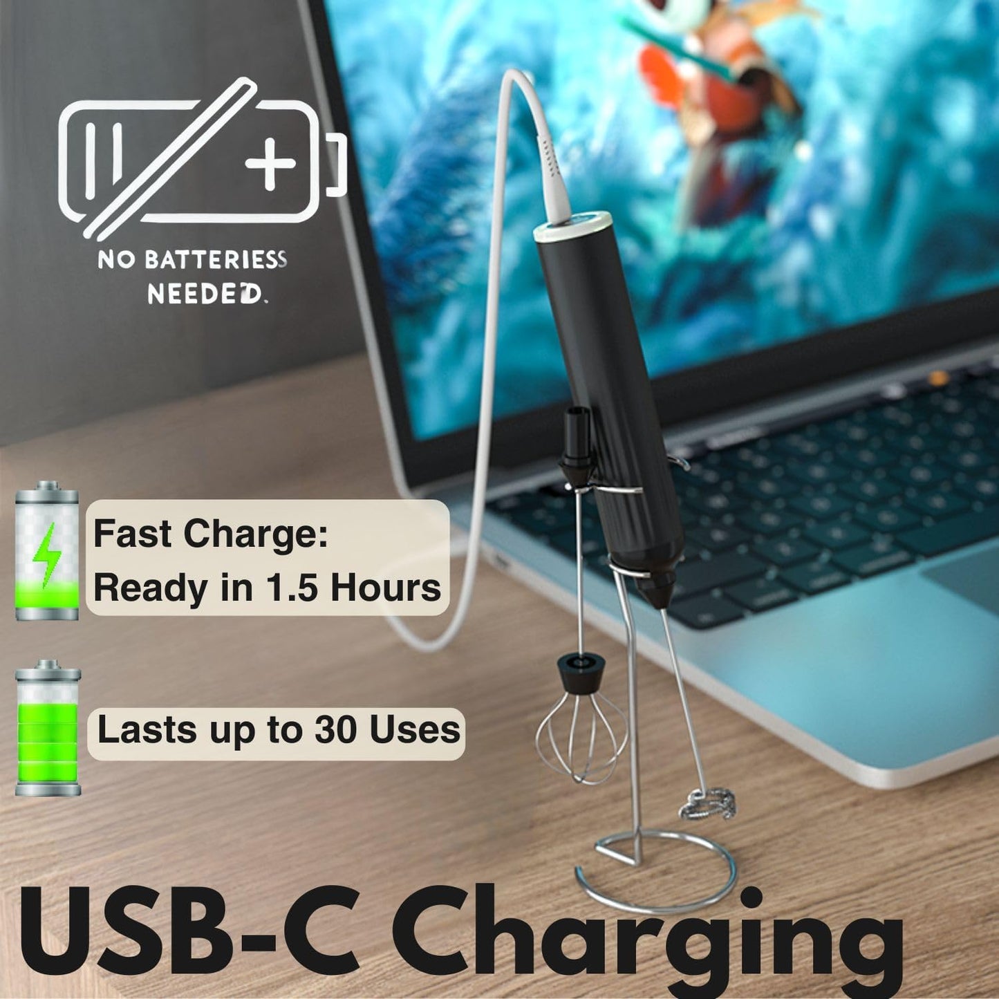 Milk Frother Handheld with 3 Stainless Steel Whisks, Rechargeable Electric Drink Mixer with Stand & Travel Case, Milk Foamer for Coffee, Latte, Cappuccino, Hot Chocolate, Egg,Jam Supplement-Pink