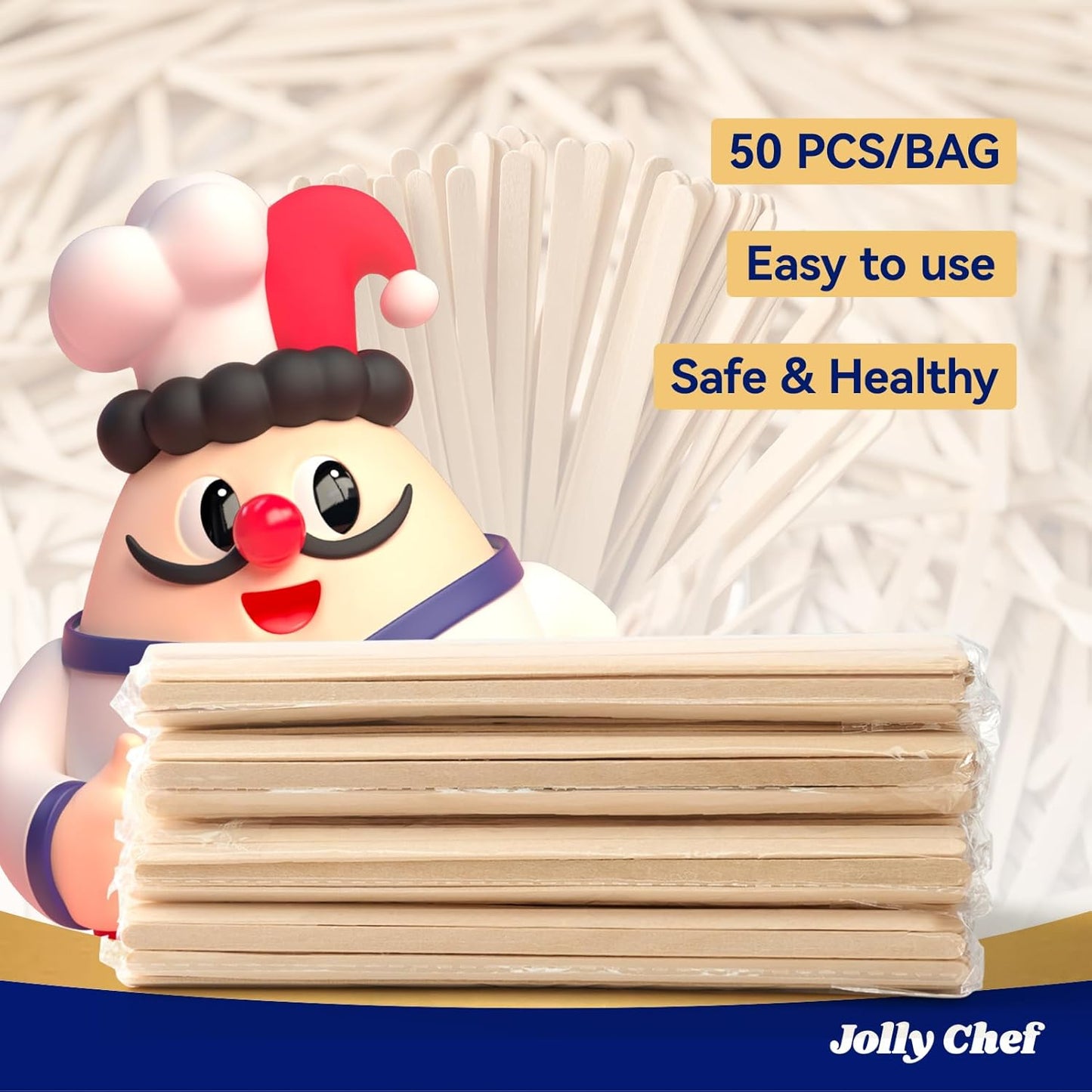 JOLLY CHEF 1000 Count Wood Coffee Stirrers, 7 inch Birch Coffee Stir Sticks, Wooden Sticks for Coffee, Tea and Beverage