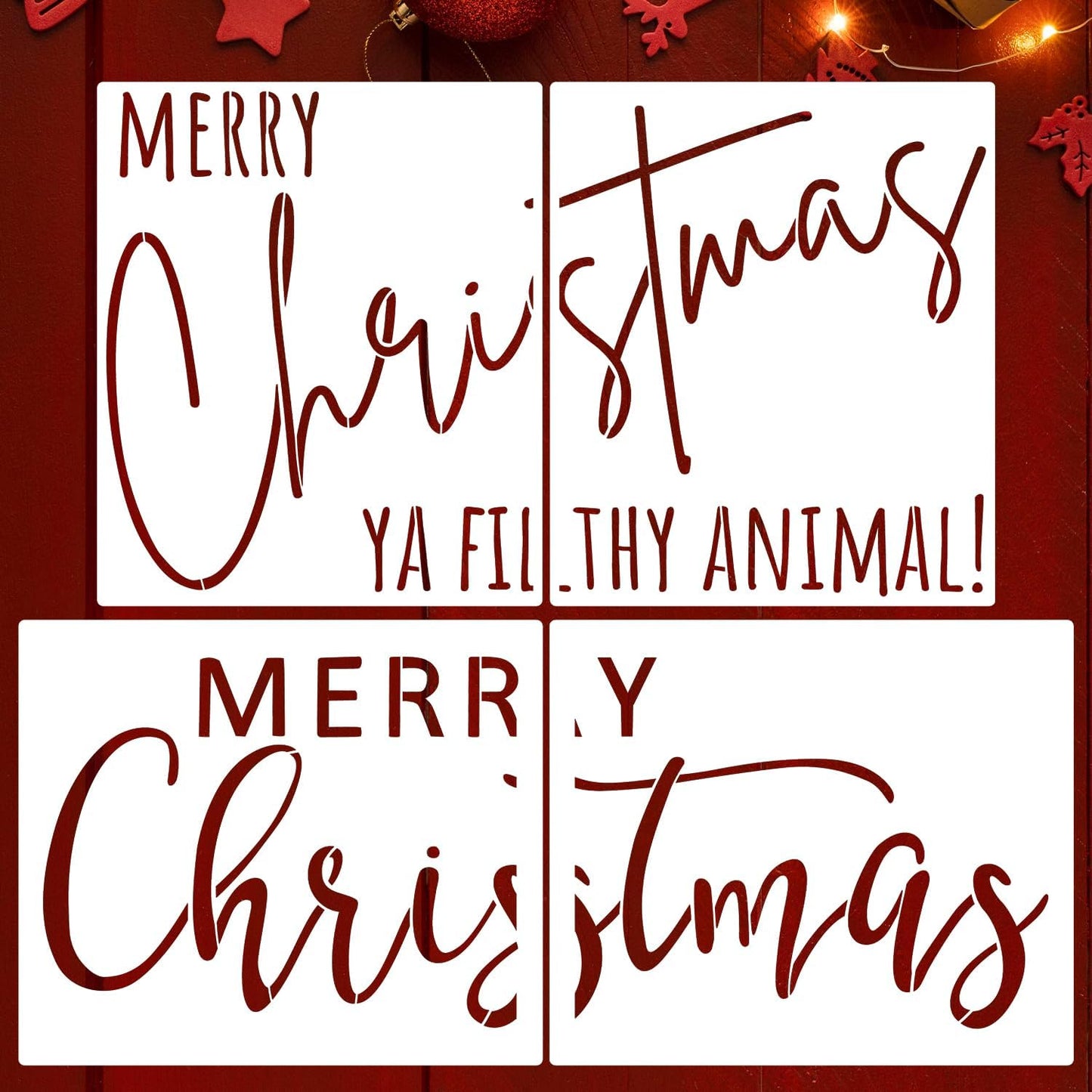 Christmas Stencils for Painting Doormat 27"x16" Large Christmas Stencils for Crafts Reusable Welcome Holiday Drawing Templates for Wood Fabrics Door Mat Window Glass Winter Decor