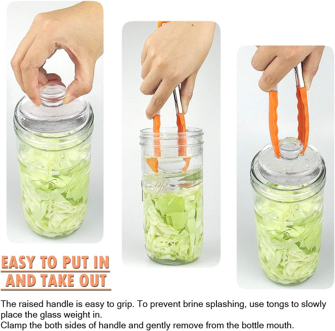 Artcome 5-Pack Glass Fermentation Weights with Easy Grip Handle and Unique Texture Design for Large Wide Mouth Mason Jars