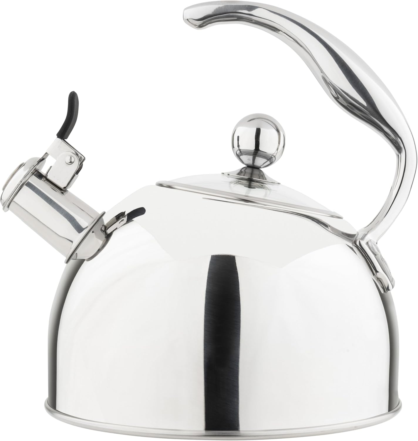 Viking 3-Ply Stainless Steel Tea Kettle, 2.6 Quart Stovetop Hot Water Pot with Tempered Glass Lid, Ergonomic Handle, Induction Ready, Mirror Finish