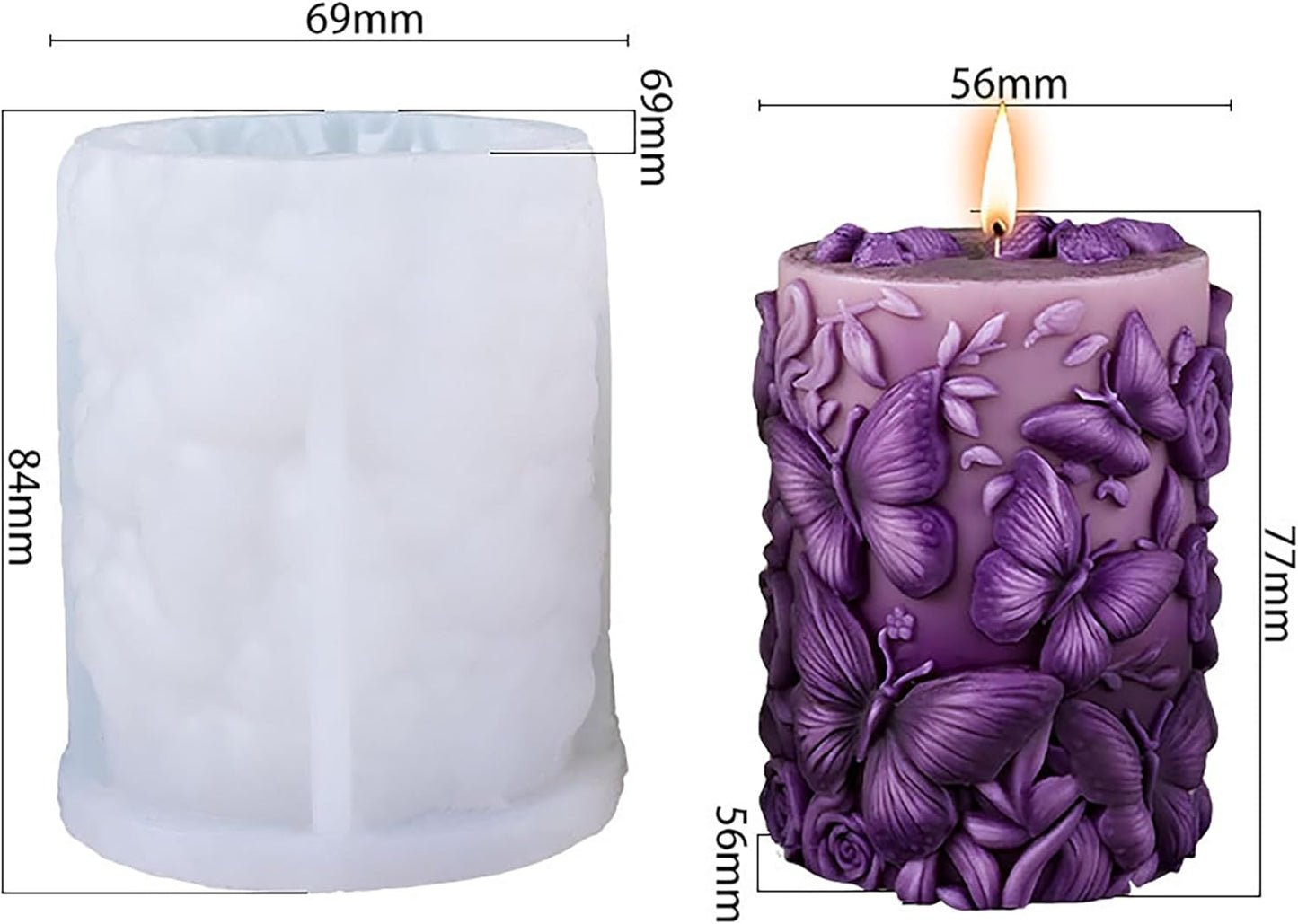 Butterfly Flower Cylinder Molds Silicone Wave Spiral Candle Mold - Silicone Resin Casting Molds for Candle & Resin & Soap Craft Supplies