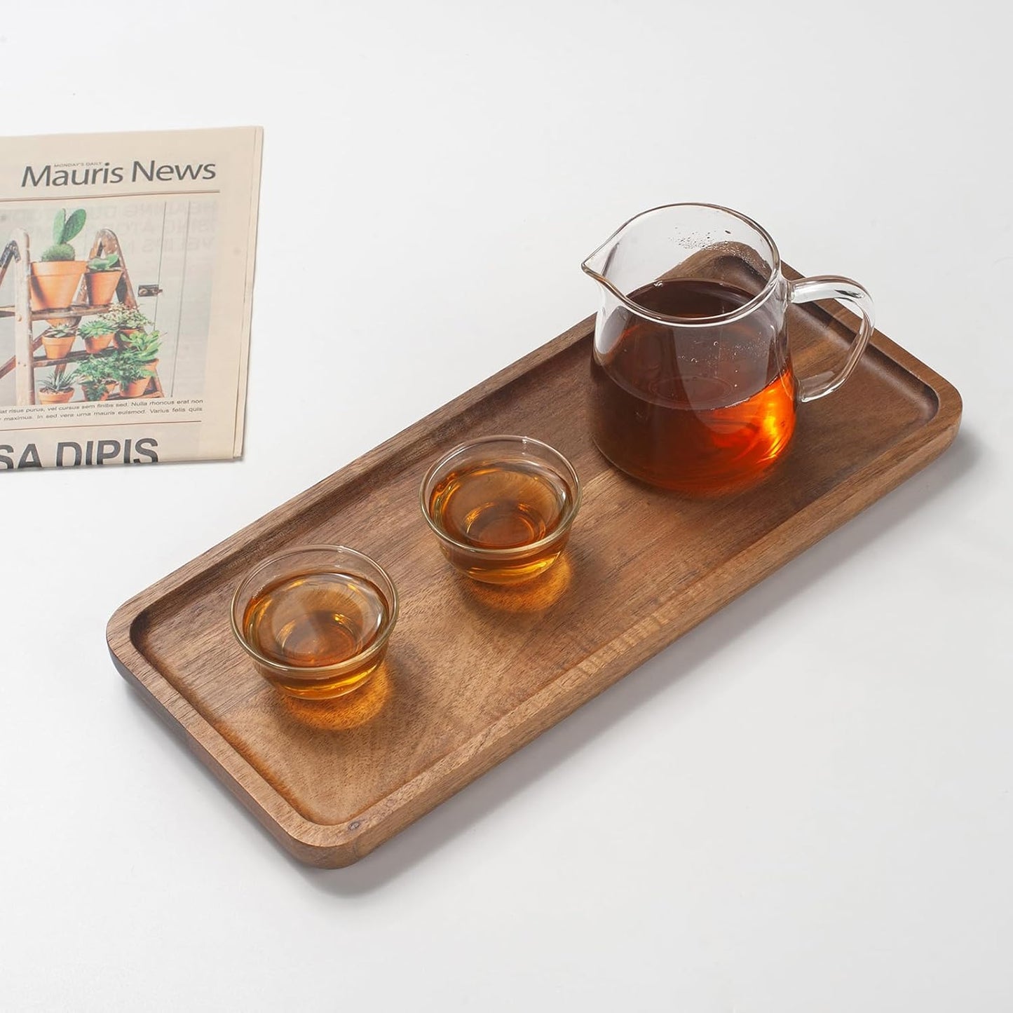 Bathroom Vanity Tray, Bathroom Tray for Counter, Toilet Tank Tray, Wood Bathroom Tray for Organizing and Home Decor (11.8 x 5.1 x 0.8 inch)