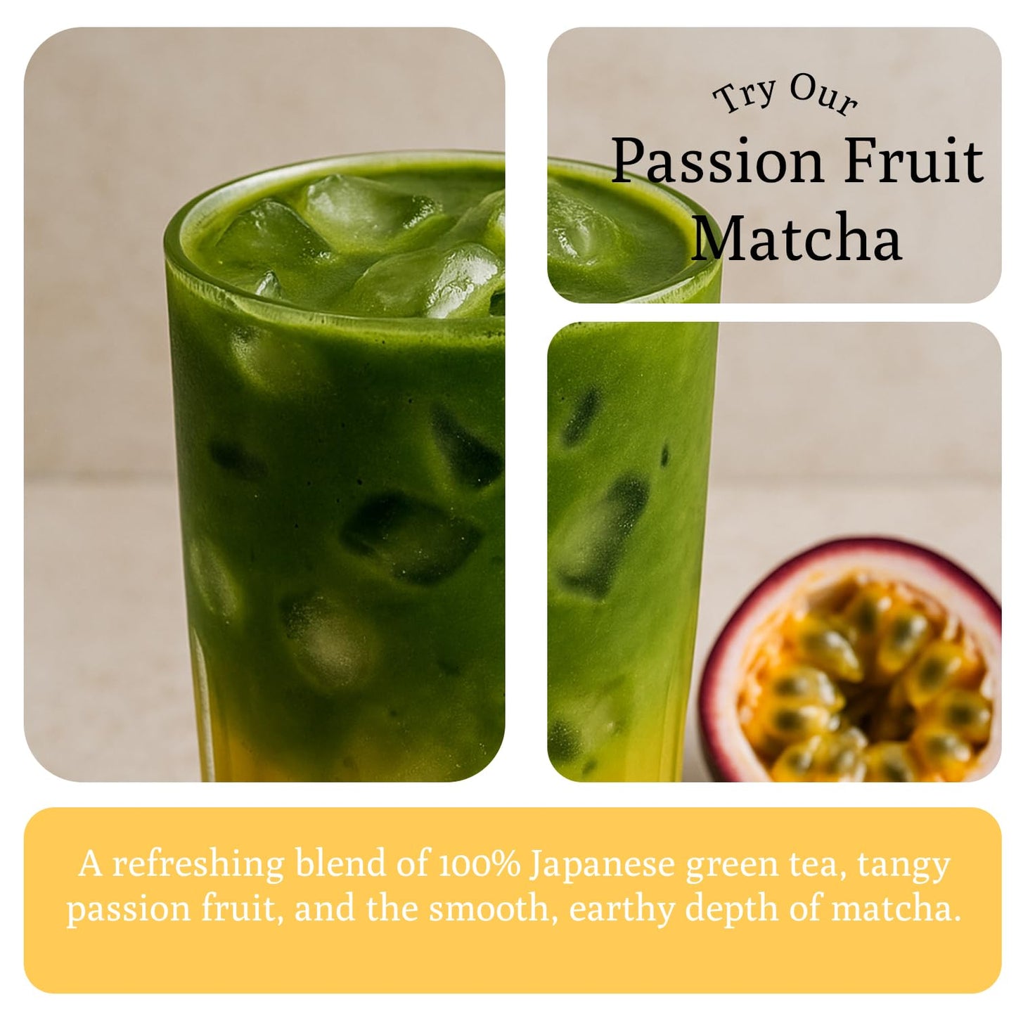 Ancient Roots Passion Fruit Matcha Mix – Organic Green Tea Powder for Lattes, Smoothies, & Baking Matcha Powder, Antioxident 100% Natural, Vegan, Gluten-Free (3.5 OZ, Passion Fruit)