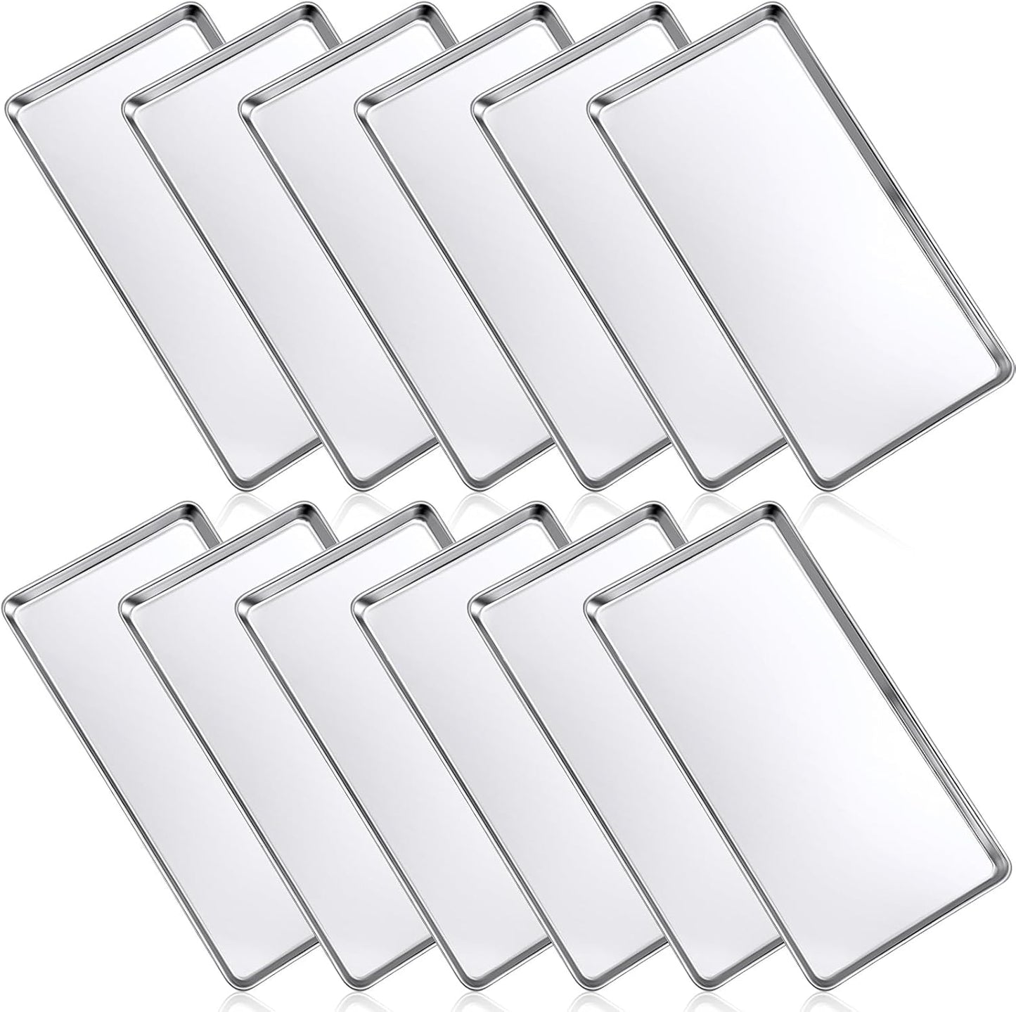 Mimorou 12 Pcs Baking Sheet Stainless Steel Cookie Small Metal Sheet Pans Professional Rectangle Oven Trays Kitchen Baking Cooking Oven and Toaster, Dishwasher Safe