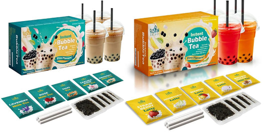 Fusion Select Authentic Bubble Tea Kit Extra Rich (5 Packs) Bubble Tea Drink, Boba Tapioca Pearl, Straws, Popular Bubble Tea Flavors (10 Flavors)