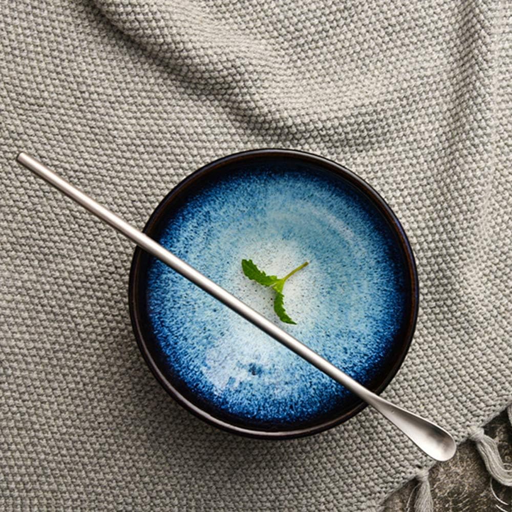 Delove Stainless Steel Coffee Stirring Spoon Beverage Cocktail Stirrers Stir Cocktail Drink Mixing Swizzle Stick- Tiny Salt Condiment Spoon - Reusable - Set of 4 (8.8-Inch)