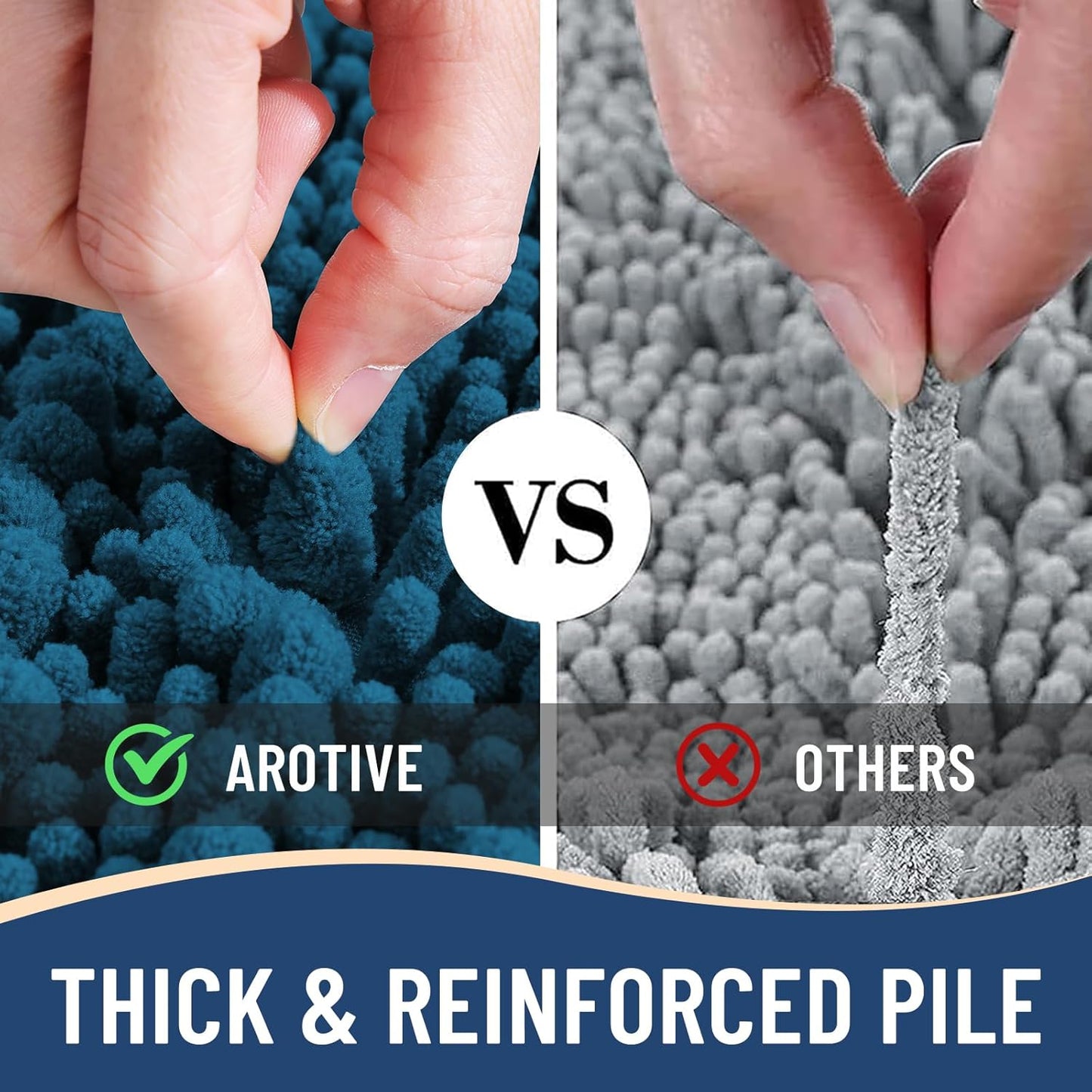 Arotive Luxury Chenille Bathroom Rug Mat, Extra Soft Thick Absorbent Shaggy Bath Rugs, Non-Slip Machine Wash Dry, Plush Bath Mats for Bathroom, Shower and Tub, 36x24, Peacock Blue