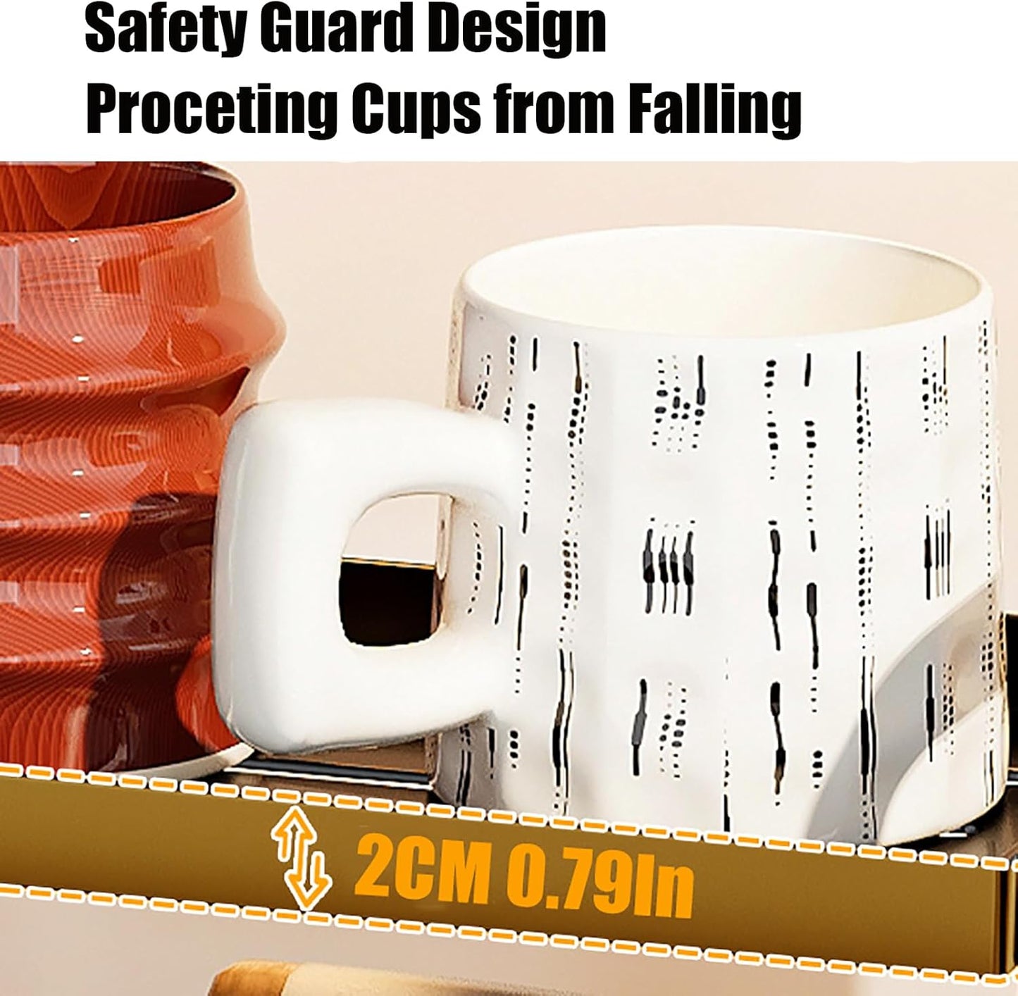 KISKIS Coffee Mug Cup Holder Space Saving 2-Tier Sturdy Stable Metal Storage Shelf, Prevent Falling Scratch Resistant Kitchen Rack Office Bathroom Desktop Organizer,Black+sliver