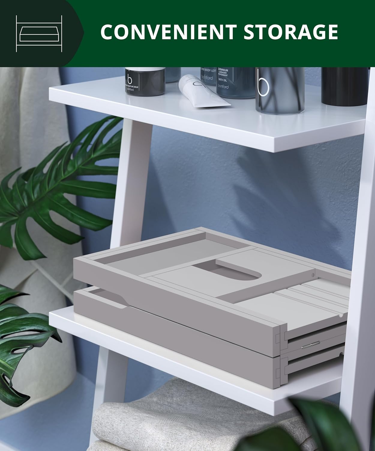 ROYAL CRAFT WOOD Premium Foldable Bathtub Tray - Expandable Bath Tray for Tub - Luxury Bathtub & Bathroom Accessories