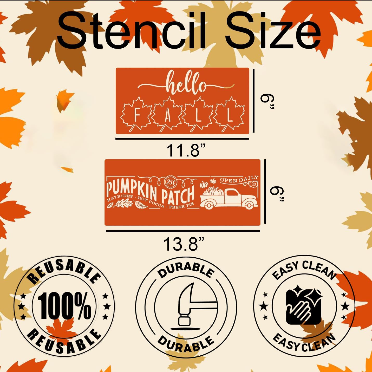 Fall Stencils for Painting on Wood Pumpkin Thanksgiving Stencil Reusable Hello Fall Stencils for Door Mats Porch Hanger Wood Sign Decor