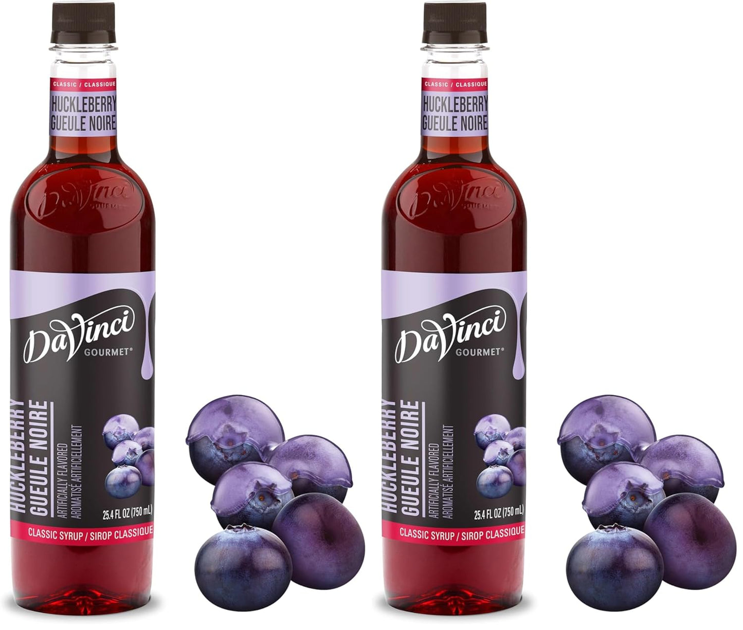 DaVinci Gourmet Classic Huckleberry Syrup, 25.4 Fl Oz (Pack of 2)