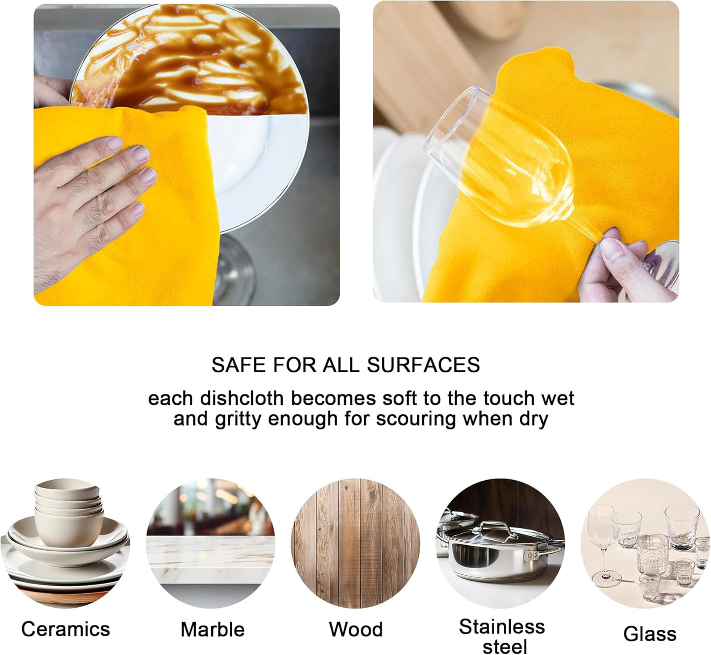 kimteny 13x28 Inches Kitchen Cloth Dish Towels, 400 GSM Premium Dishcloths, Super Absorbent Coral Velvet Microfiber Cleaning Cloths, Fast Drying Rags for Washing Dishes (6 Pack, Orange)