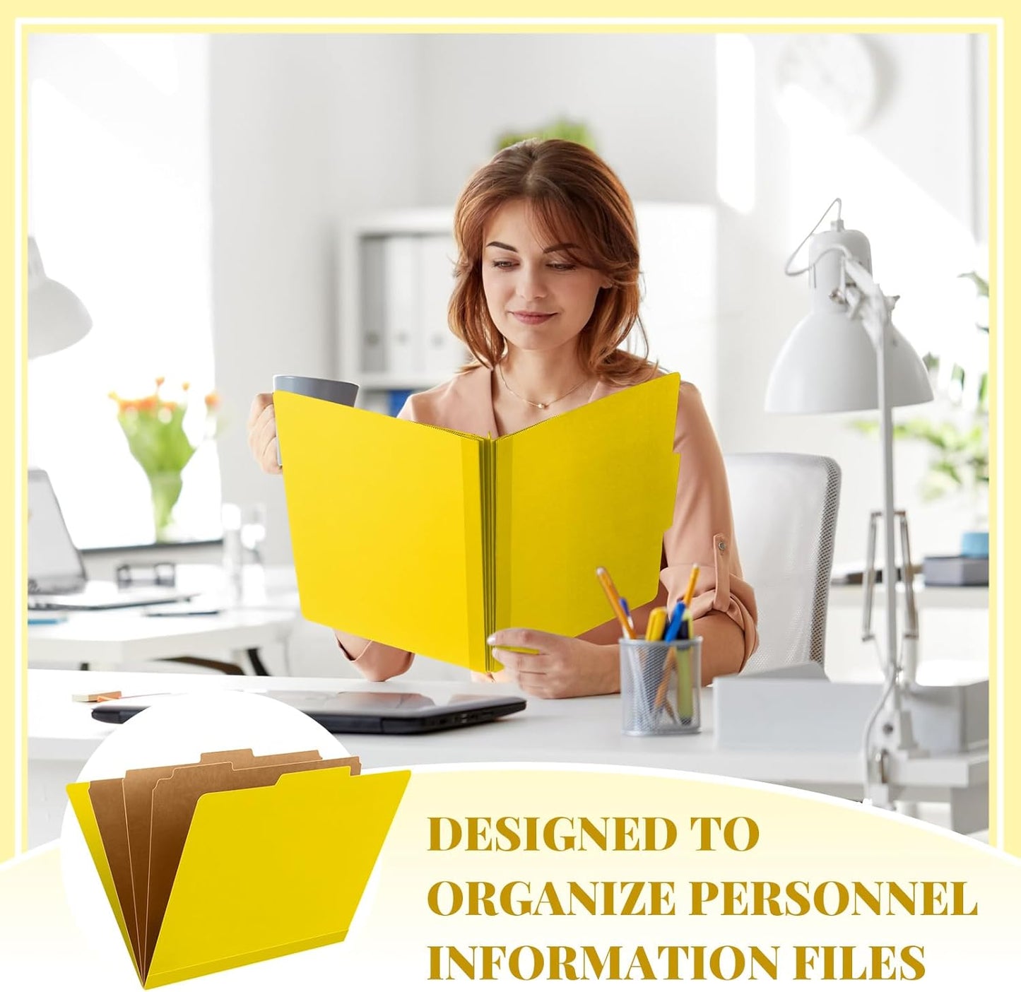 36 Pcs Classification Folders Letter Size, Back to School Supply for Teacher, Student, 3 Dividers Pressboard File Folder Bulk with 2 Fasteners, 3.5 Inch Expanding File Organizer (Yellow)