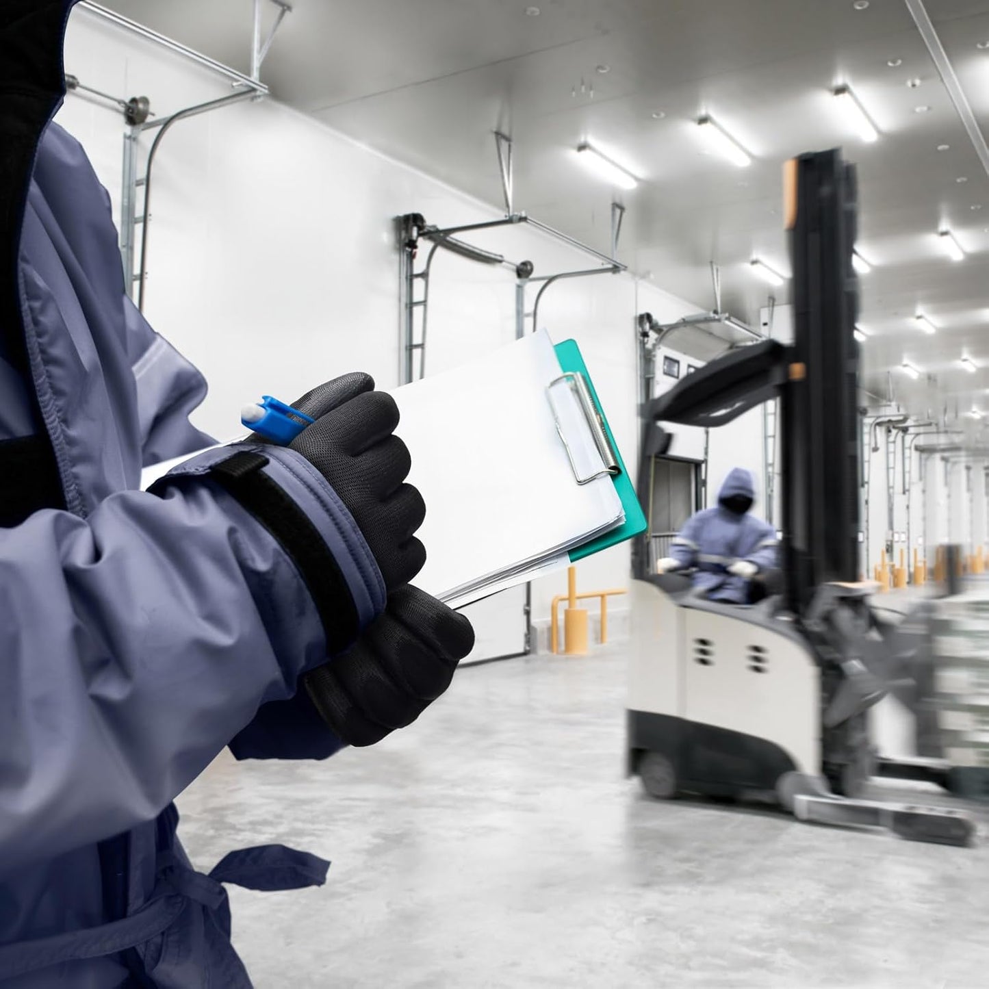 KAYGO Winter Work Gloves for Men and Women, 12 Pairs Thermal Insulated Safety Work Gloves PU Coated, Smooth Grip on Palm & Fingers,Ideal for Freezer Work,Black,S