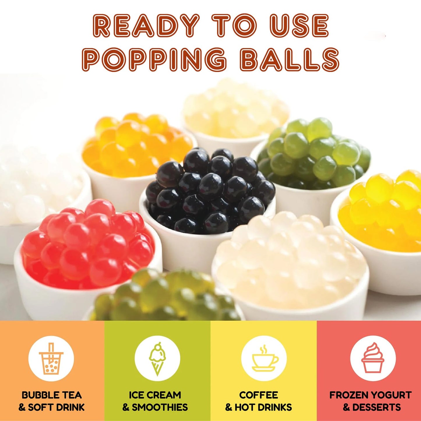 Fanale Watermelon Popping Boba Pearls, Vegan, Non GMO, Gluten Free, Fat Free, Perfect for Bubble Tea, Smoothies, Ice Cream, Desserts, and Beverages.