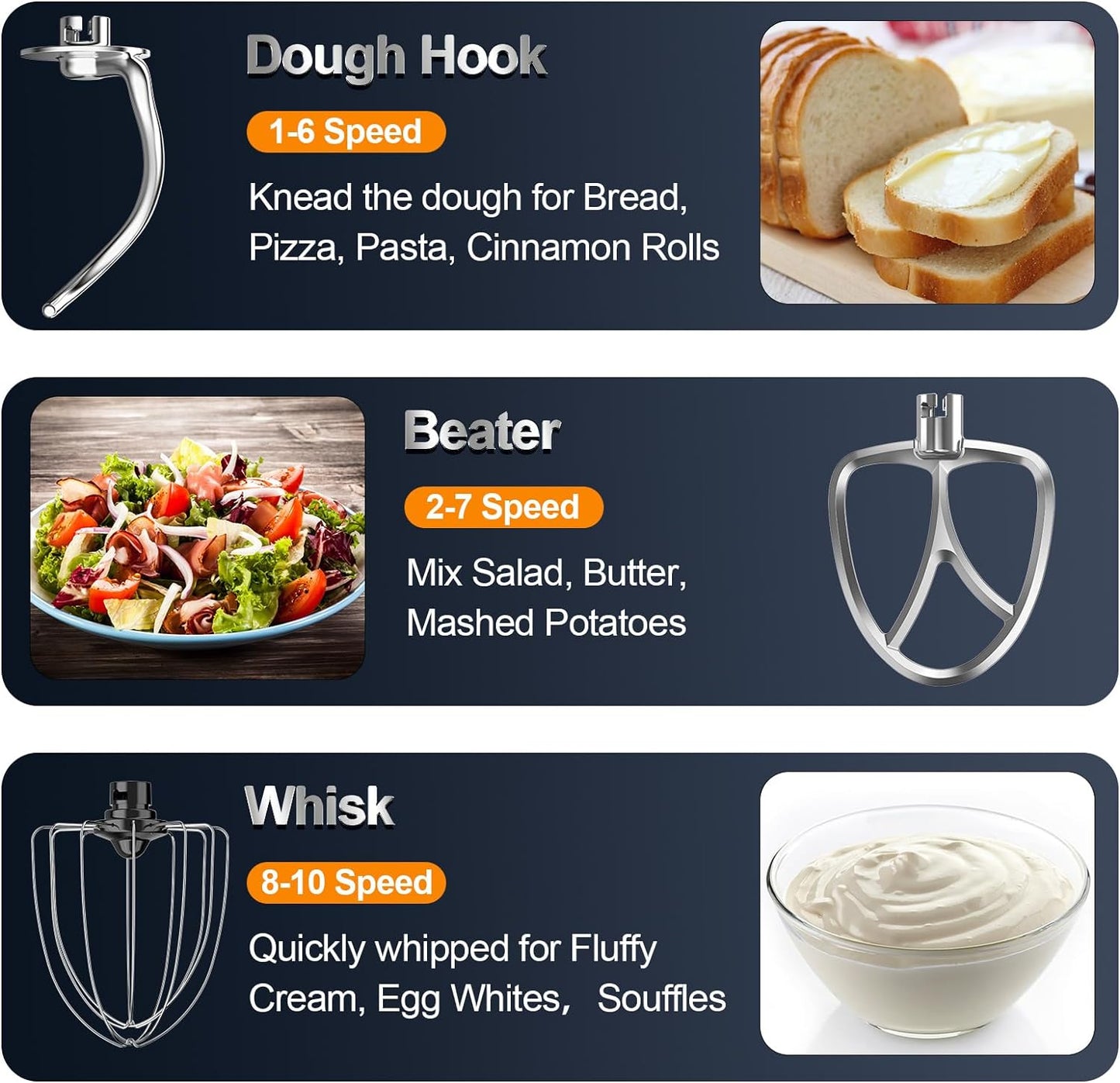 Stand Mixer, 6.5QT 10-Speed Tilt-Head Electric Stand Mixer, 3-In-1 Kitchen Mixer with Bowl, Dough Hook, Whisk and Beater, Food Mixer for Baking, Cake and Most Home Cooks, Beige