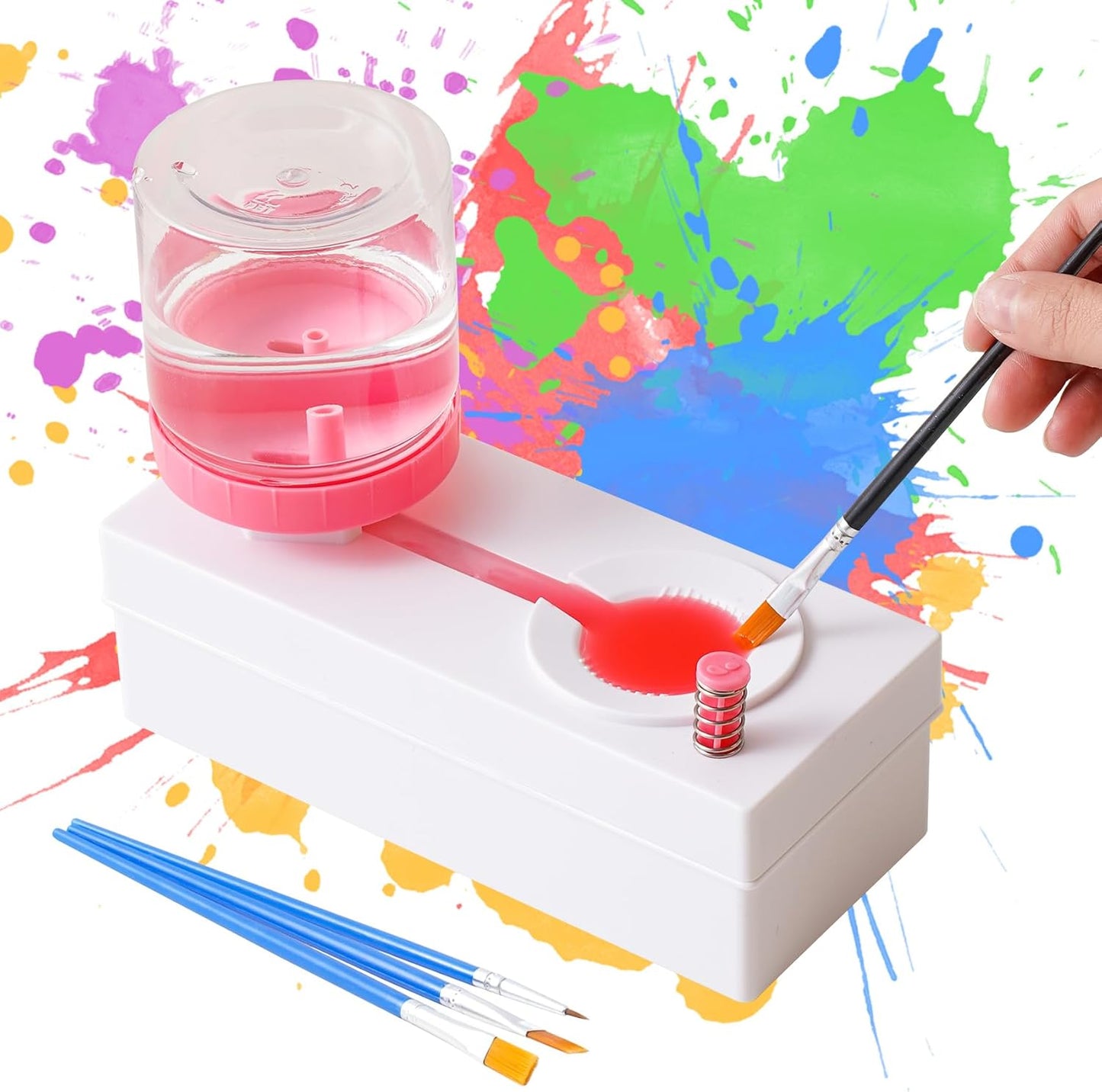 Brush Rinser Paint Brush Cleaner Tool with Drain Dispenser Water Recycling Rinse Automatic Art Supplies Watercolor Paintbrush Cleaner for Acrylic, Oil and Water-Based Paints Gift for Kids Artist