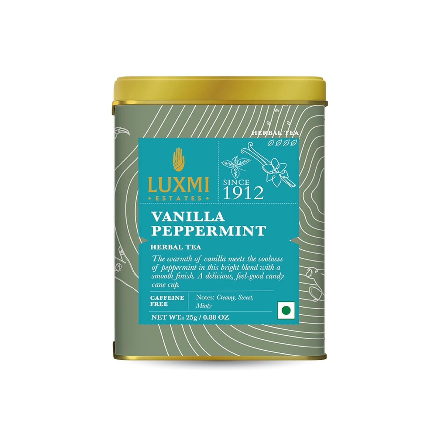 Luxmi Estates - Organic Peppermint Tea with Natural Vanilla Extract - Loose Leaf - 25g (12 Cups) Tea Bags, Limited Fall Tea With the Natural Sweetness of Vanilla, Perppermint Aids Digestion