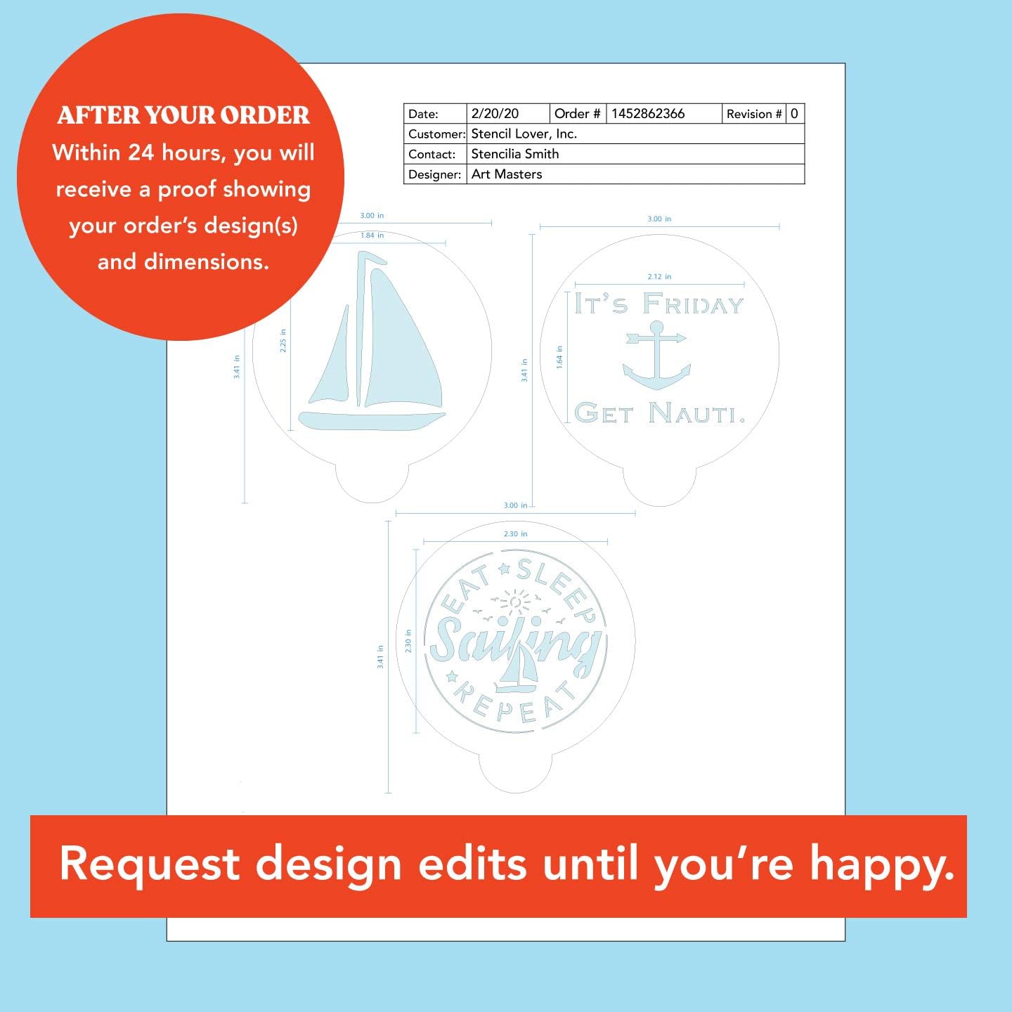 Stencil Stop Custom Coffee Stencil - Customizable for Business Logos, Faces, Images - 14 Mil Mylar Plastic (3 x 3 inches - 10 Pack)