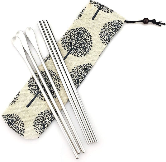 JASHII Matte Long Handle Spoon Cocktail Mixing Stirring Spoons Iced Tea Coffee Spoons with 8.6 inch Long Handle Brushed SUS304 Stainless Steel, 6-Piece