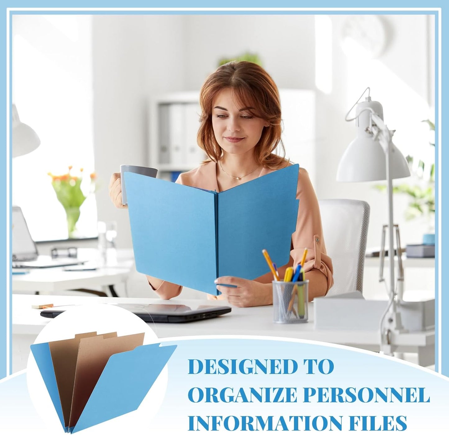 36 Pcs Classification Folders Letter Size, Back to School Supply for Teacher, Student, 2 Pocket Dividers Pressboard File Folder Bulk with 2 Fasteners, 2 in Expanding File Organizer (Blue)