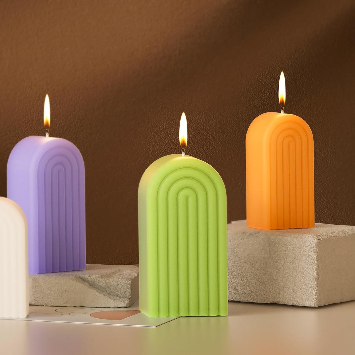 3 Pack Deep Resin Mold Arch Rectangle Door Candle Silicone 3D Animal Candle Making Molds