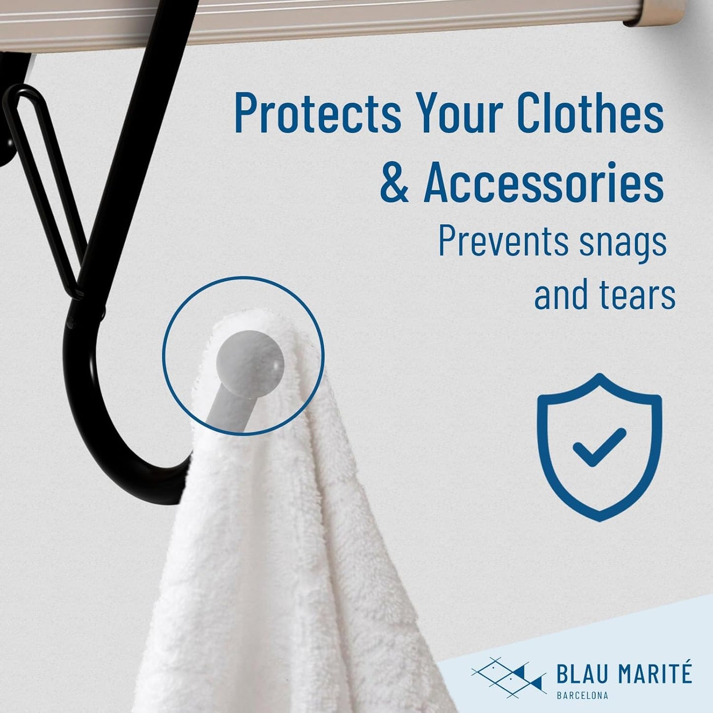 10-Pack Metal S Hooks for Hanging – Heavy-Duty S-Shaped Hook with Safety Buckle – Fits Bars up to 0.6 in – Anti-Drop Hooks for Kitchen, Pot Racks & Towel Bars – Black (Small)