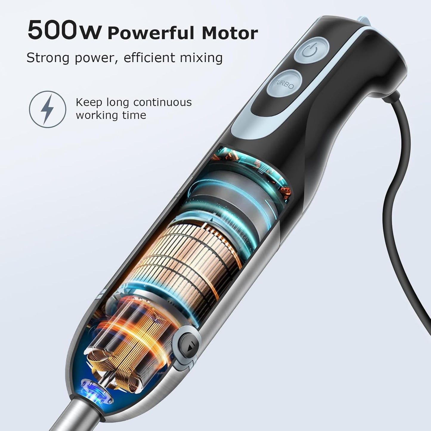 FRESKO Immersion Handheld Blender 500W with 700ml Beaker, 12-Speed & Turbo Mode Hand Blender Stick, 304 Stainless Steel Blades