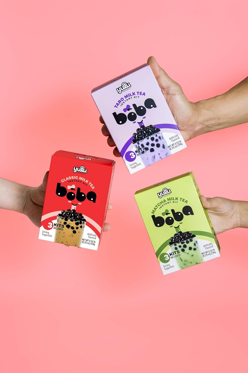 Matcha Latte Instant Bubble Pearl Matcha Milk Tea Kit with Authentic Brown Sugar Tapioca Pearls, Ready in Under One Minute, Paper Straws Included – 3 Servings Yulu Foods