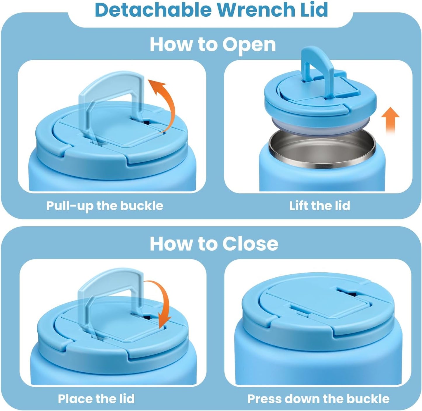 Soup Thermo for Hot Food Kids 25.5oz Lunch Containers with Buckle Lid Wide Mouth Hot Food Jar Vacuum Insulated Stainless Steel Bento Box Leakproof with Spoon(Blue)