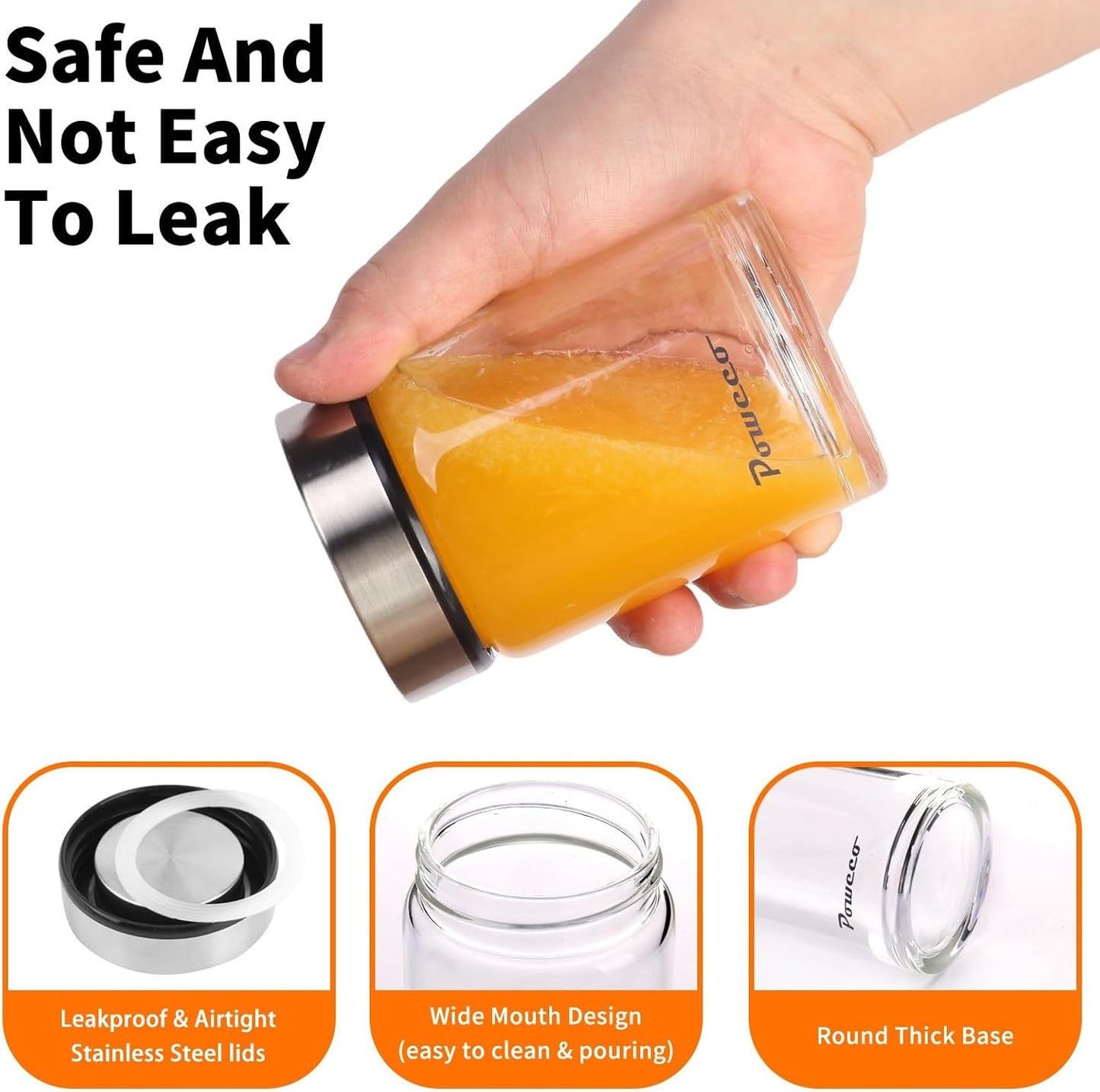 10oz Glass Juice & Water Bottles 4-Pack with Lids- Wide Mouth Reusable Borosilicate Glass- for Juicing, Smoothies, Protein Shakes, Blender & Shaker Bottle- Refillable & Dishwasher Safe(10 oz/300ml)