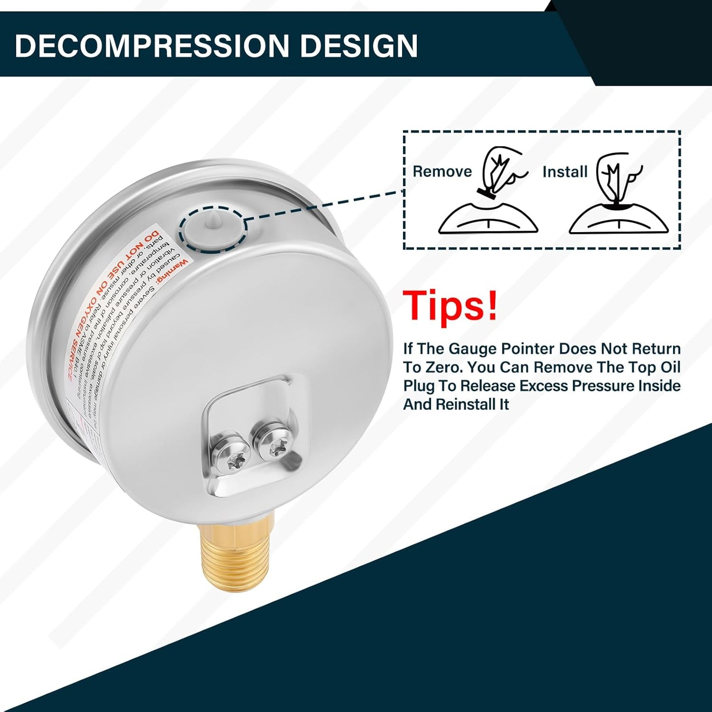 MEASUREMAN 2-1/2" dial,Glycerin Filled, Stainless Steel case, Brass Inside, 30inHg/-100kpa-0,1/4" NPT Lower Mount