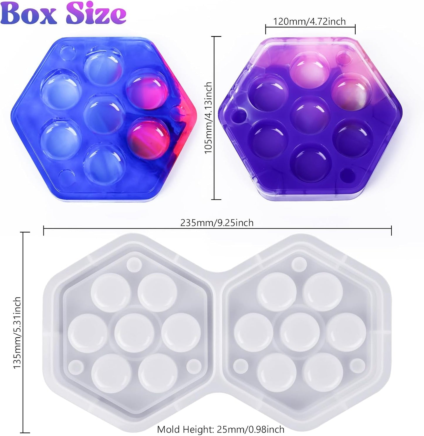 KISREL Dice Resin Molds, DND Dice Set and Organizer Box Epoxy Resin Mold with 7 Standard Stereoscopic Dice Cavities, Silicone Molds for Resin, DND Dice Set Making Kit, Table Board Game