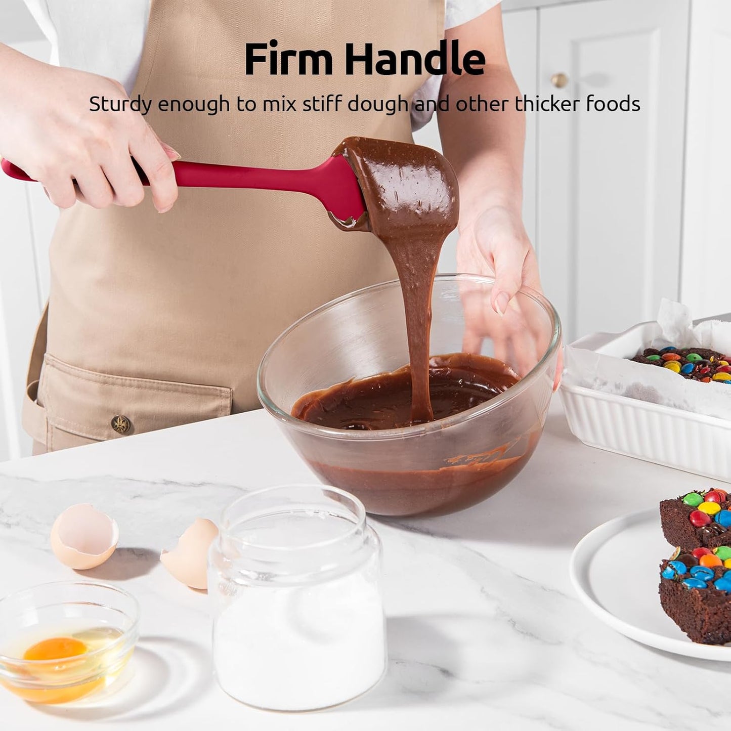 High Heat Resistant Silicone Spatula: U-Taste 600ºF Hot-Proof Food Grade Rubber Kitchen Baking Scraper, Flexible and Sturdy Cooking Utensil for Mixing Scraping in NonStick Cookware (4PCS, Multicolors)