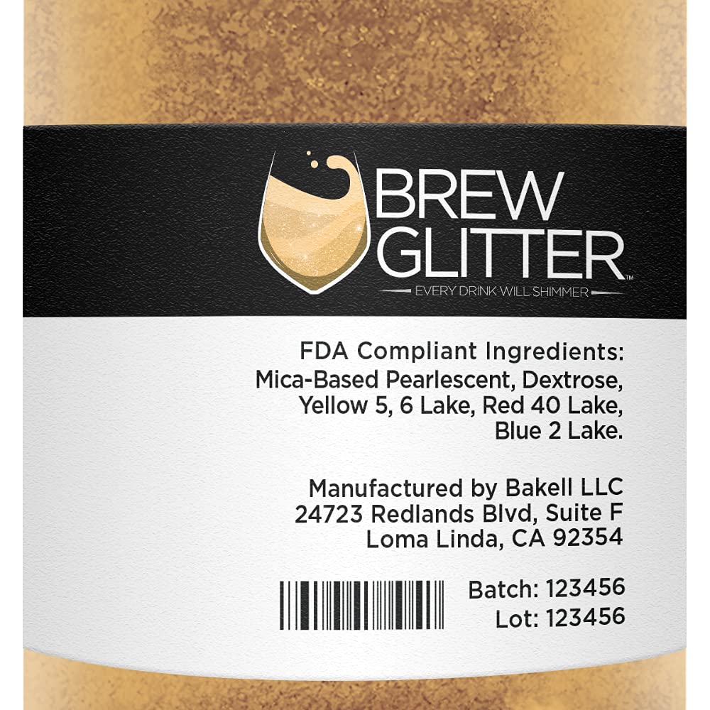 Gold BREW GLITTER Edible Glitter For Drinks, Cocktails, Beer, Garnish Glitter & Beverages | KOSHER & HALAL Certified | 100% Edible & Food Grade | Vegan, Gluten, Nut Free (50g, Gold)