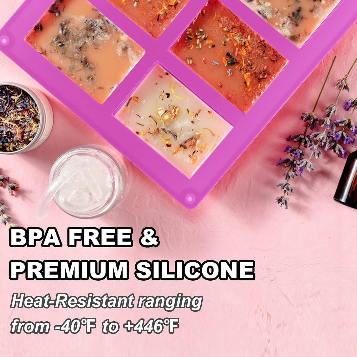 Silicone Soap Molds, Oval & Rectangle Soap Bar Mold, 6 Cavities DIY Mould for Homemade Craft Soap, Pudding, Muffin, Chocolate, Brownie, Cornbread, Cheesecake, Cake & Ice Cube - Just Pop Out