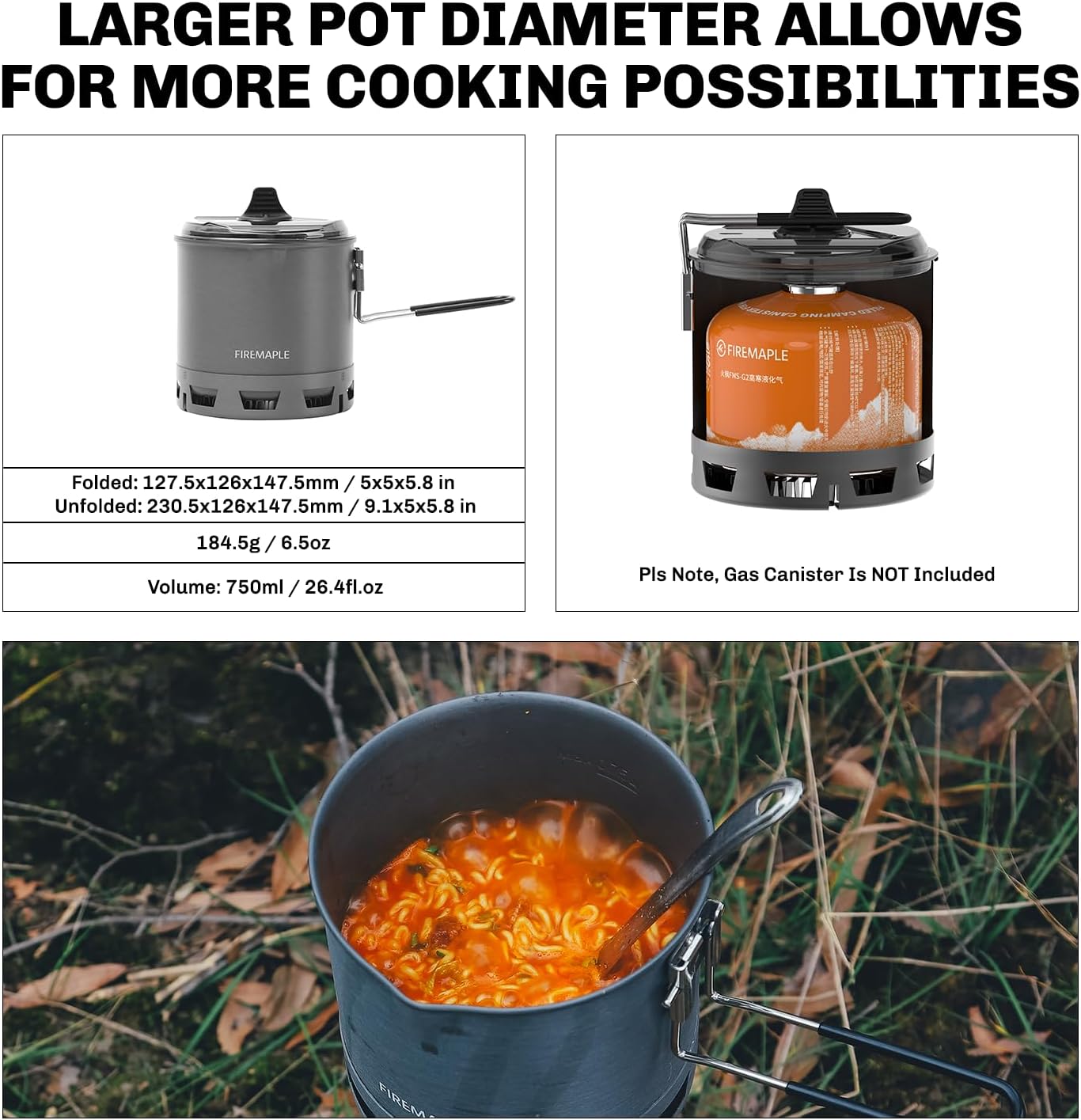 Fire-Maple Petrel Ultralight Pot- High Efficiency Aluminum Camping and Backpacking Pot with Heat-Proof Handle, Portable and Compact