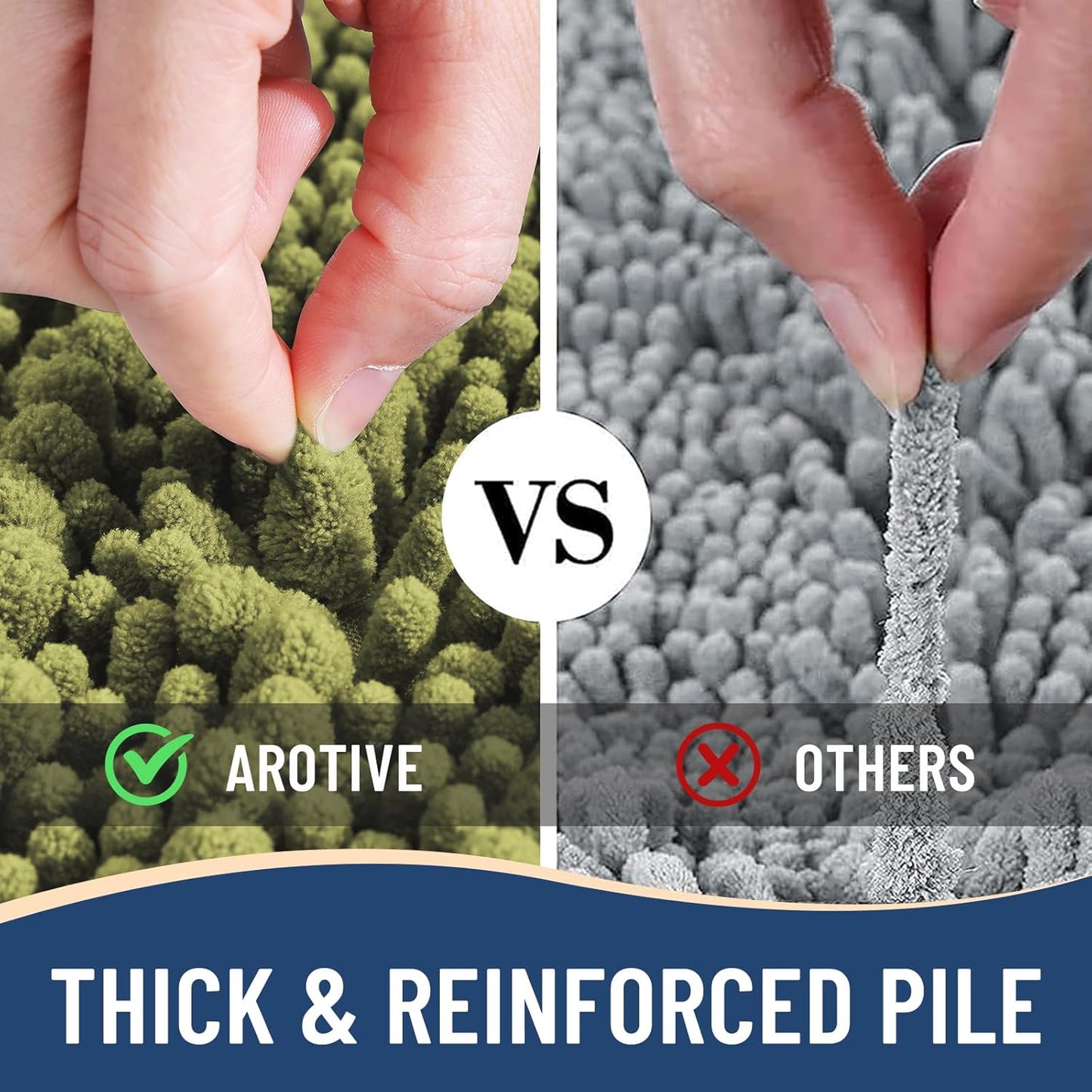 Arotive Luxury Chenille Bathroom Rug Mat, Extra Soft Thick Absorbent Shaggy Bath Rugs, Non-Slip Machine Wash Dry, Plush Bath Mats for Bathroom, Shower and Tub, 24x16, Willow Green