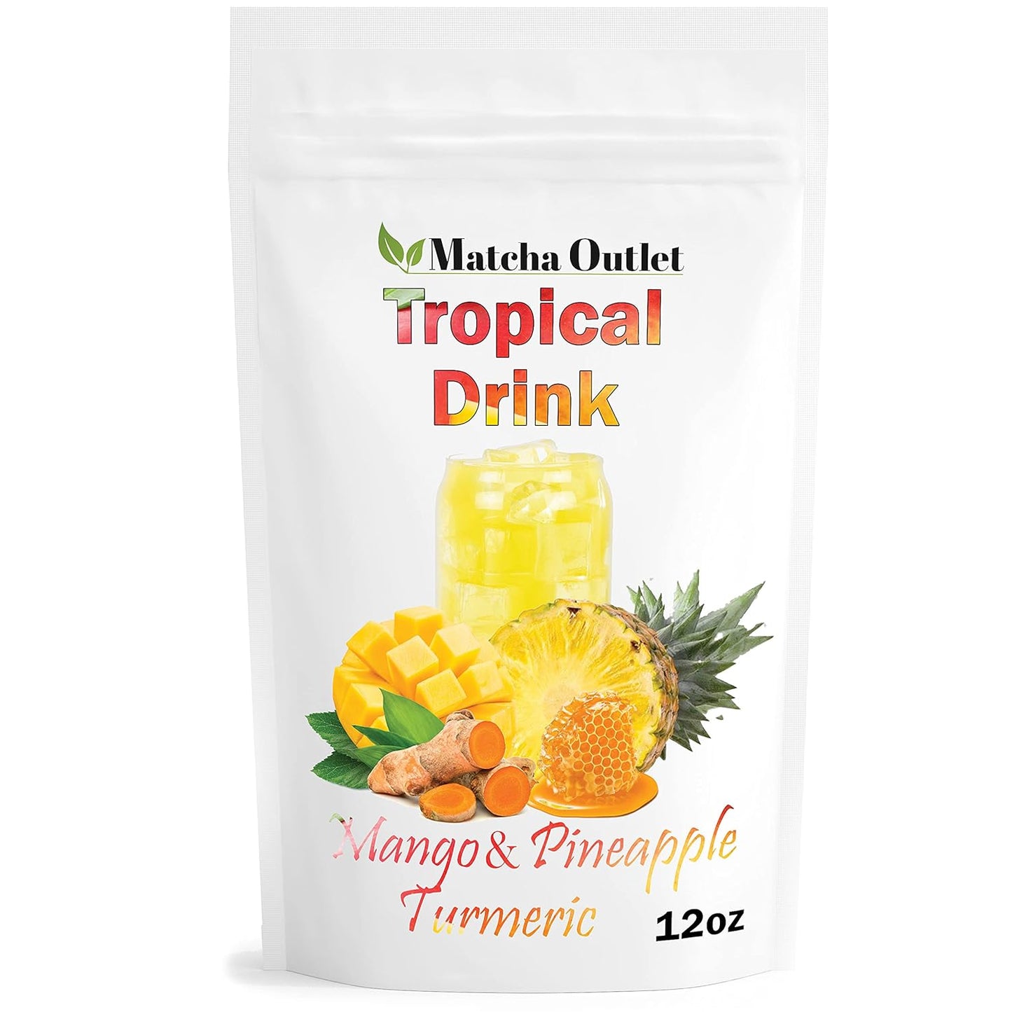Tropical Drink Mango Pineapple Turmeric Honey Natural Refresher with Marigold Extract 12oz Great for Loaded Tea Bubble Tea