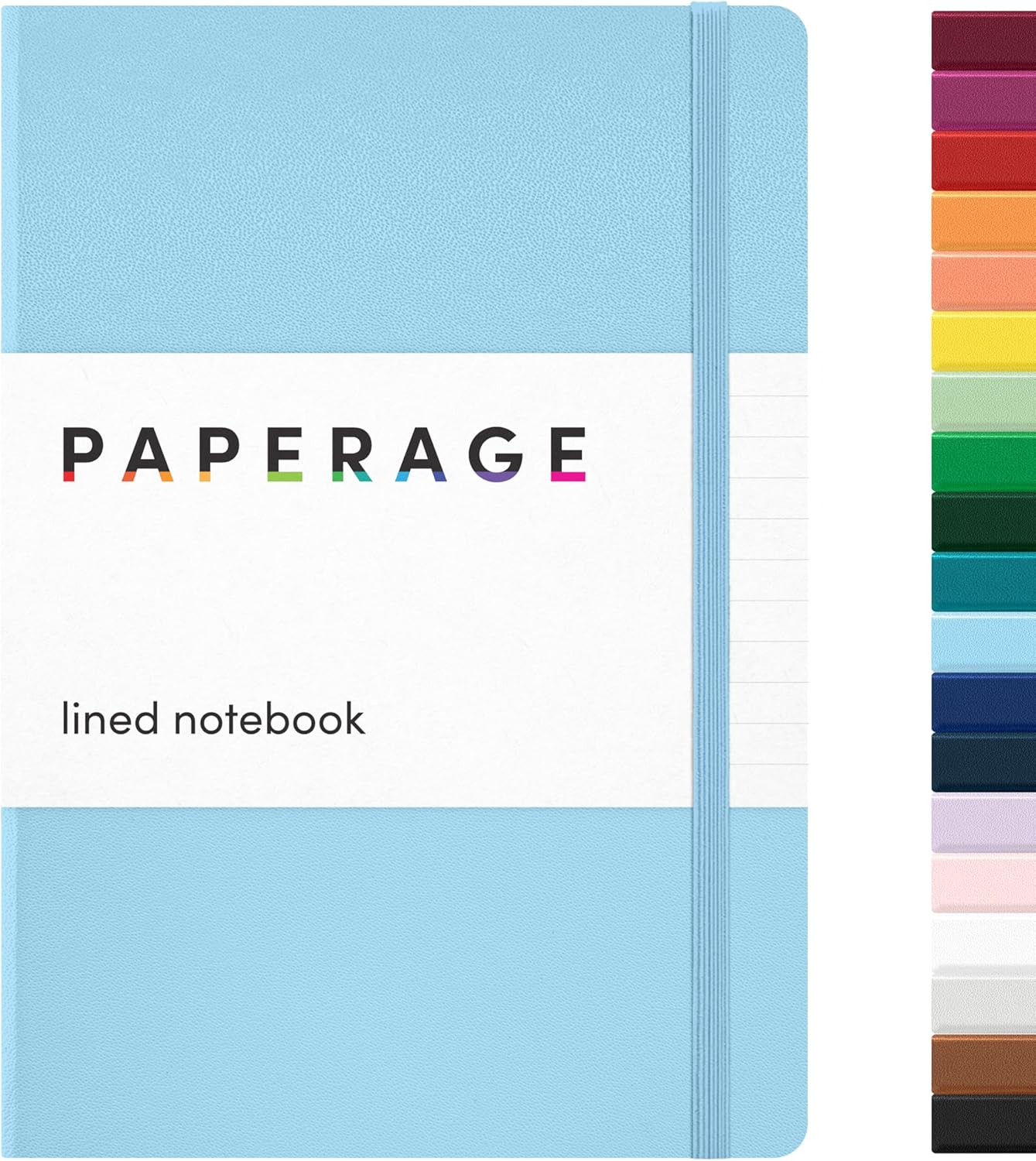 PAPERAGE Lined Journal Notebook, (Light Blue), 160 Pages, Medium 5.6 in x 8 in - 100 GSM Thick Paper – Hardcover Journaling Notebook for Work, School & Note Taking