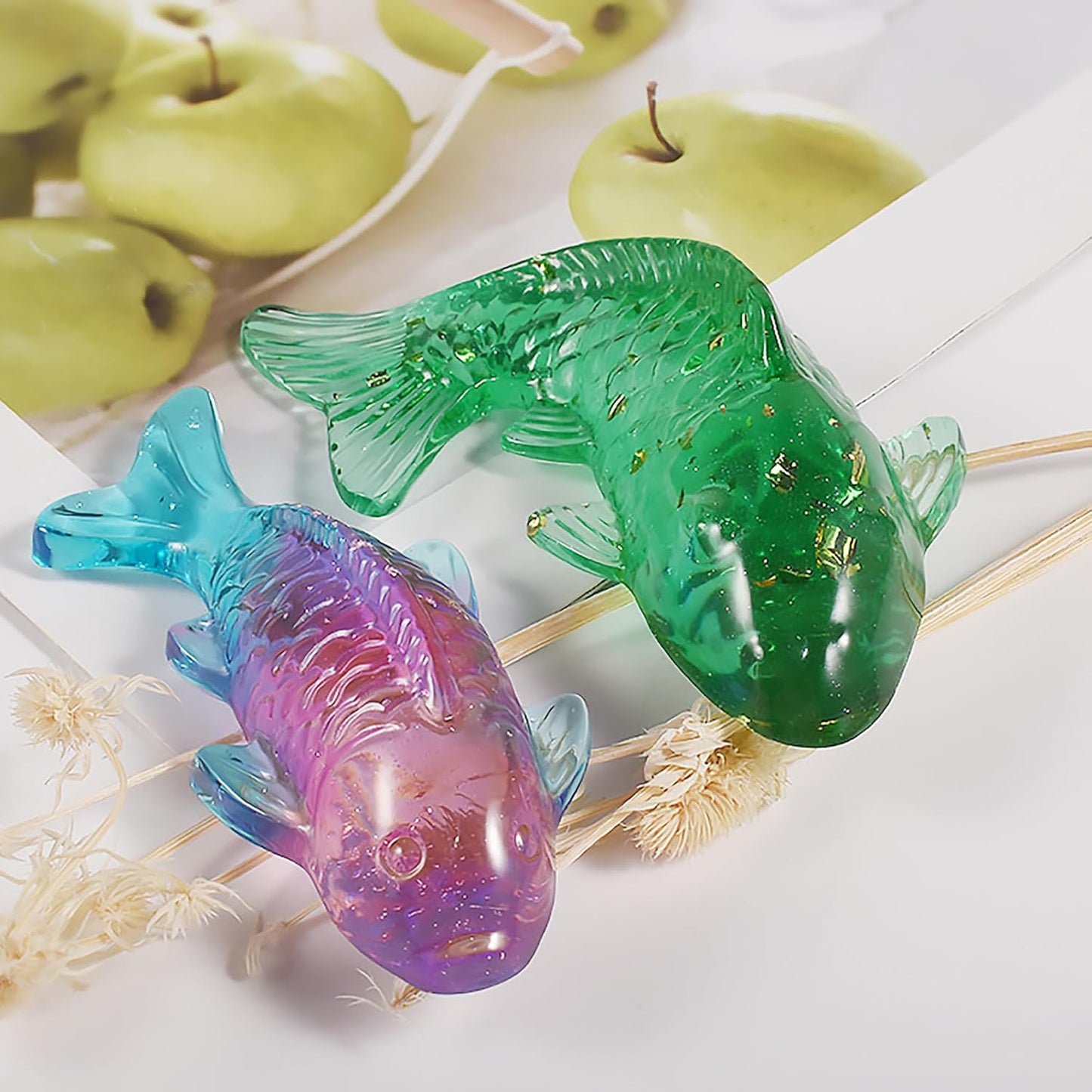 2 Pack Fish Resin Mold - Animal Resin Casting Silicone Molds for Home Decor & Candle Making Wave Spiral Mold