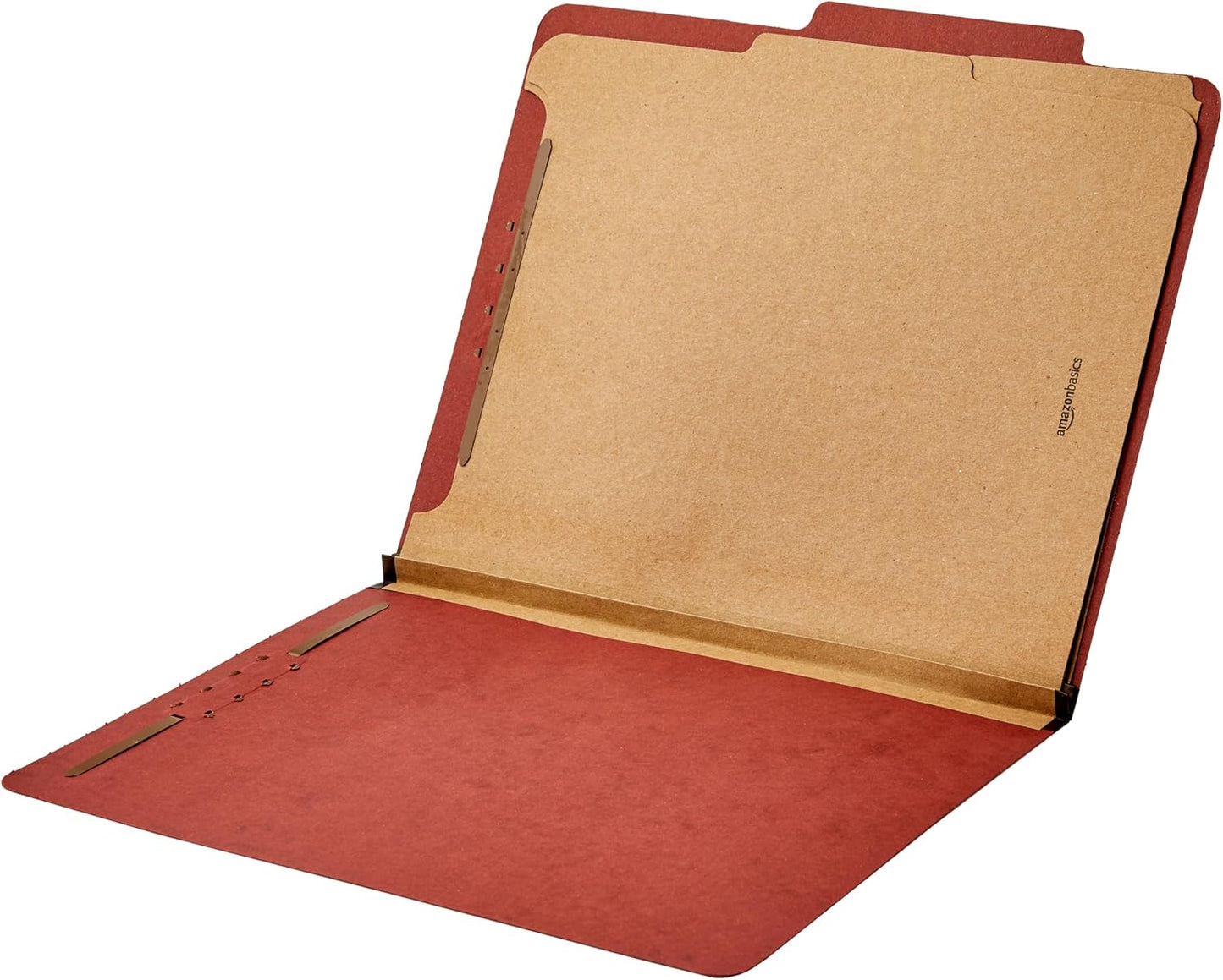 Amazon Basics Classification Folder with Prongs, Pressboard, 2 Dividers, 2-Inch Expansion, 12.17 x 10.67 inch (Letter) Size, Red, Pack of 10